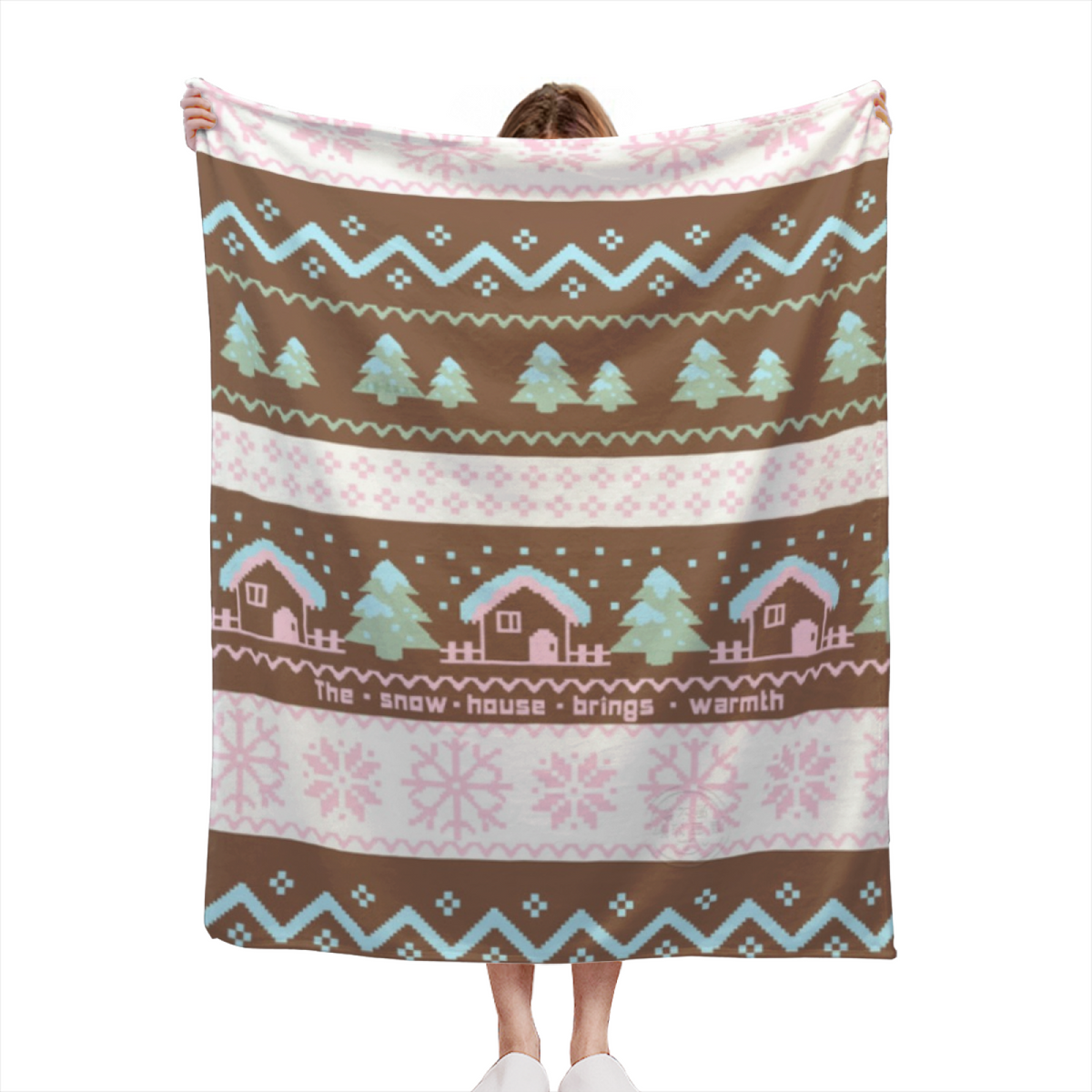 Blush Kaleidoscope Bohemian Pattern Cozy Flannel Bed Blanket