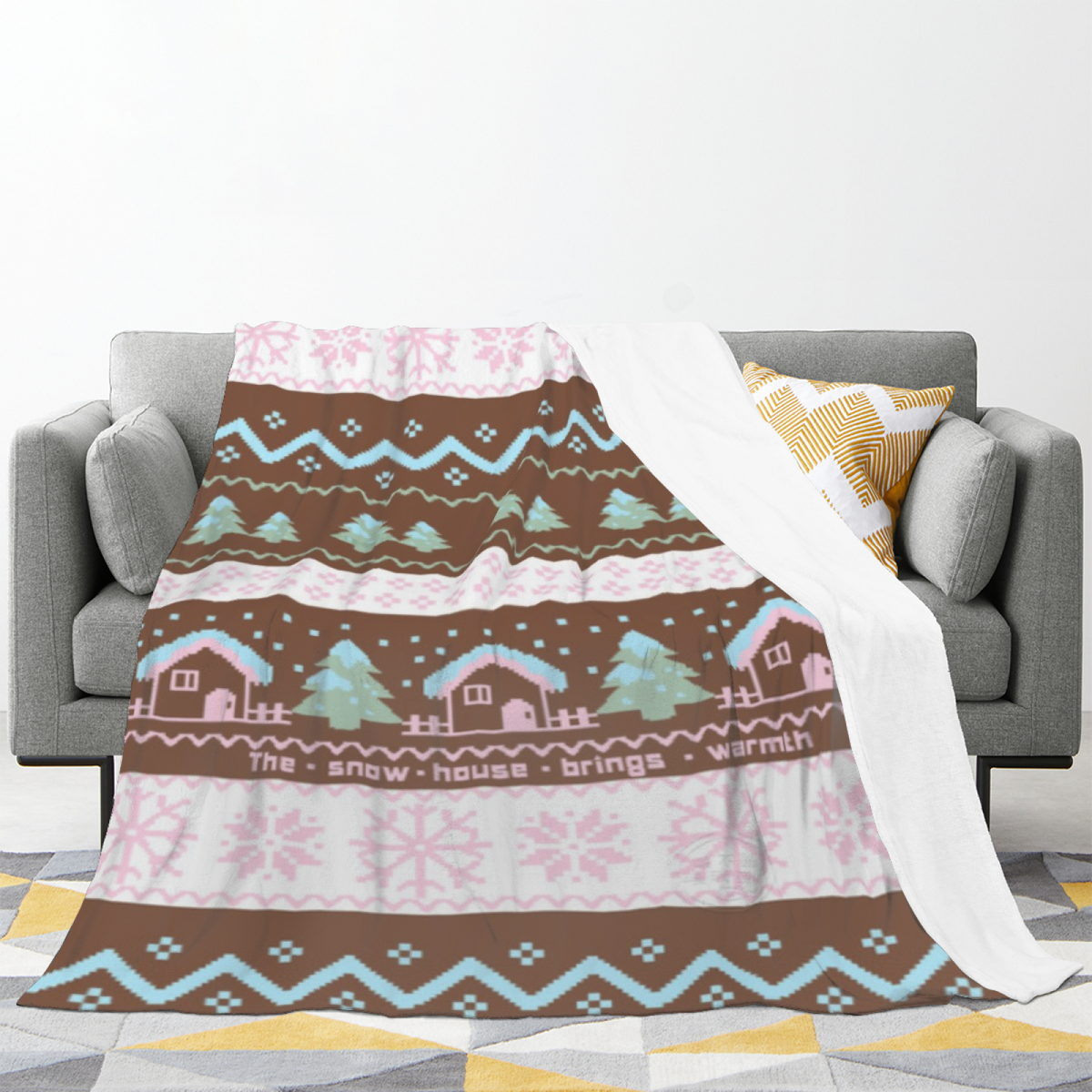 Blush Kaleidoscope Bohemian Pattern Cozy Flannel Bed Blanket