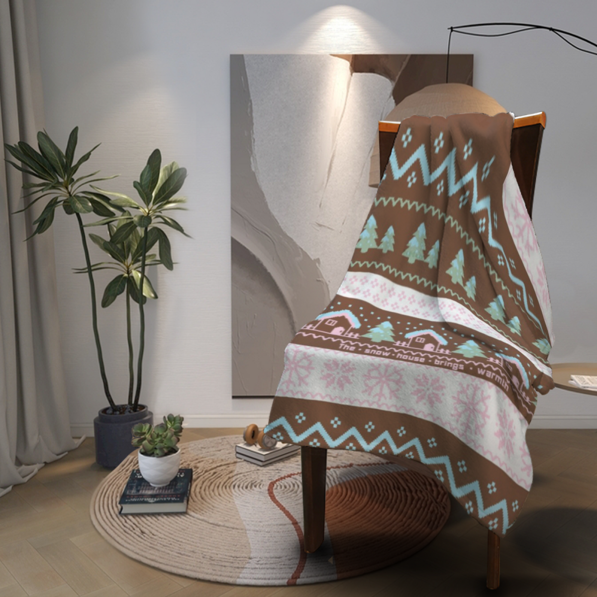 Blush Kaleidoscope Bohemian Pattern Cozy Flannel Bed Blanket
