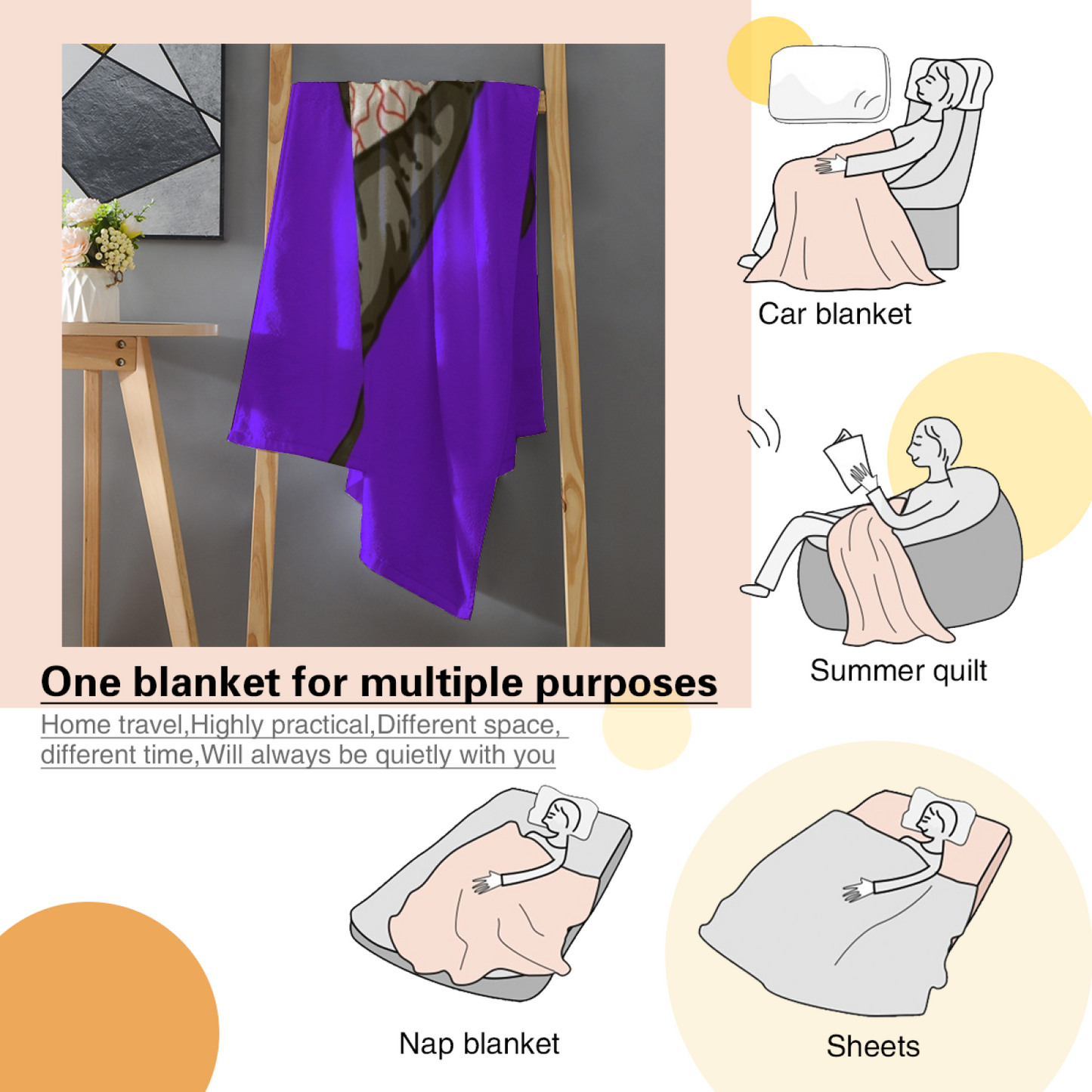 Giant Eyeball Flannel Throw Blanket ¨C Creepy Purple Horror Hand Design