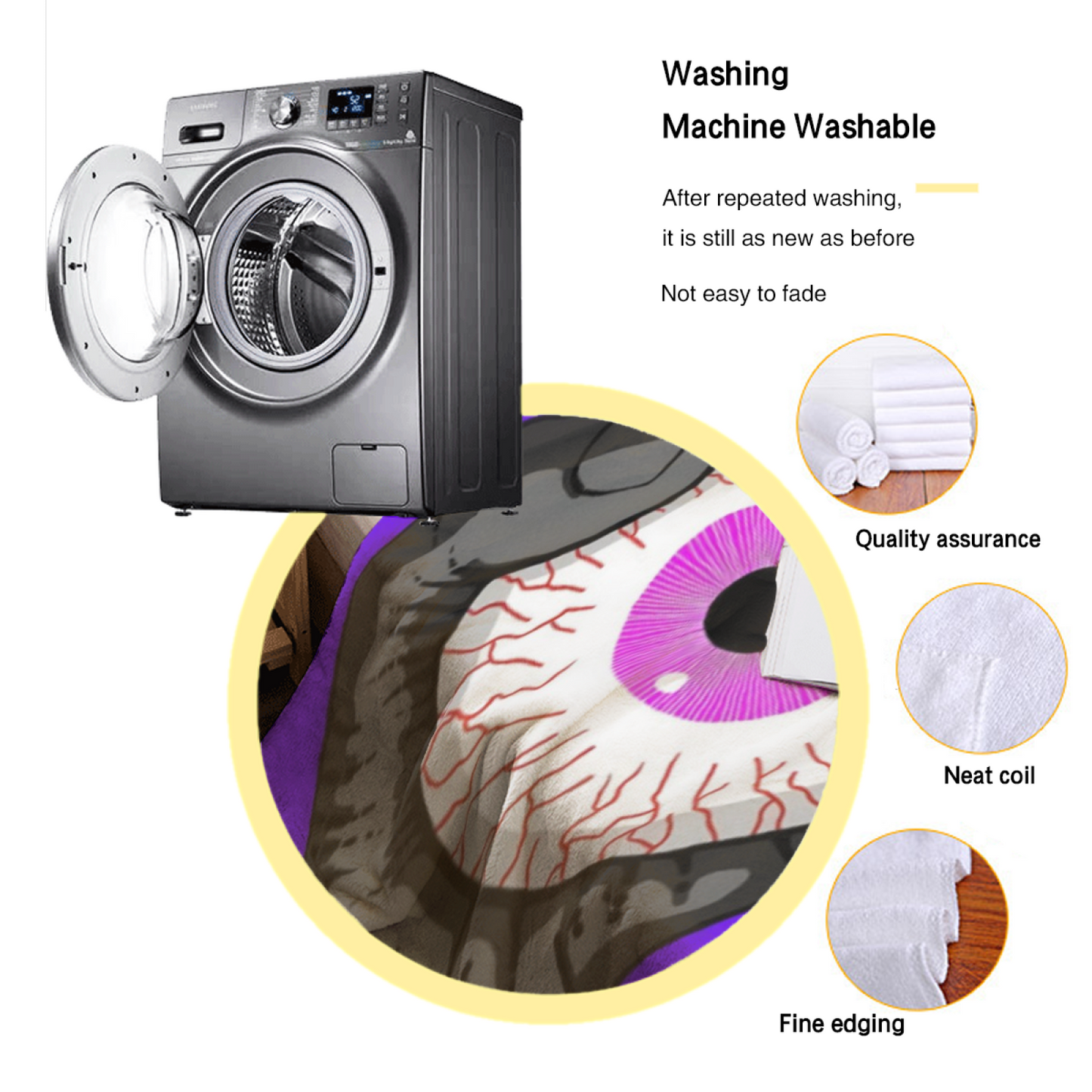 Giant Eyeball Flannel Throw Blanket ¨C Creepy Purple Horror Hand Design