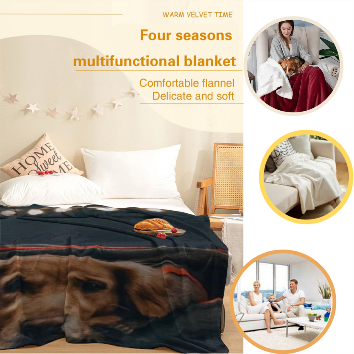 Pastel Multicolor Whimsical Decor All-Season Flannel Blanket ¨C Starlit Jubilee Edition