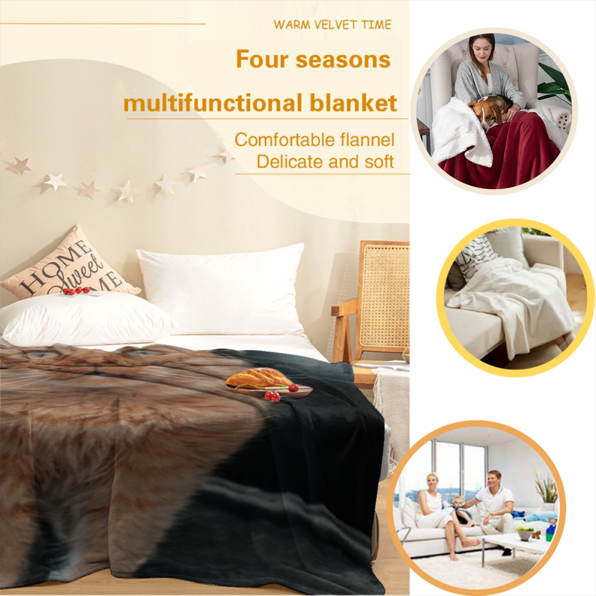 Opaline Horizon Home Accent Soft Flannel Blanket ¨C Soft Neutral