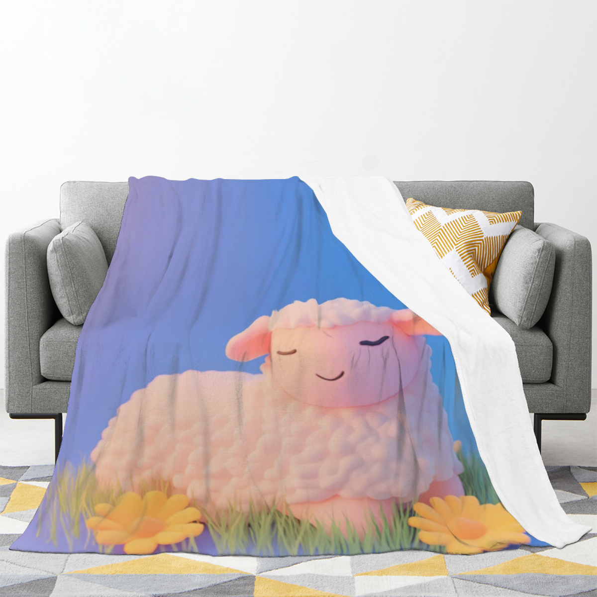 Soft Neutral Whimsical Decor Plush Flannel Throw ¨C Prairie Daydream Edition