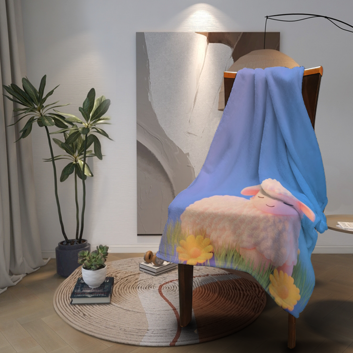Soft Neutral Whimsical Decor Plush Flannel Throw ¨C Prairie Daydream Edition