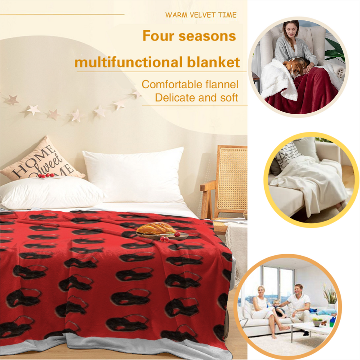 Cosmic Atlas Home Accent Lightweight Flannel Throw ¨C Warm Terracotta