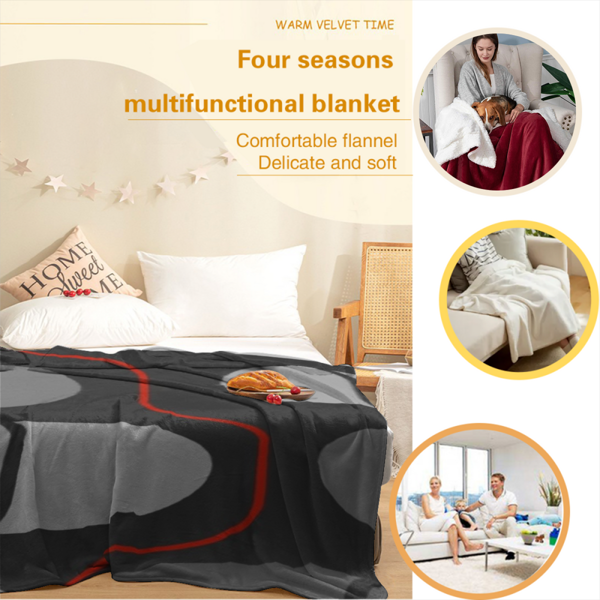 Soft Neutral Harbor Reverie All-Season Flannel Blanket