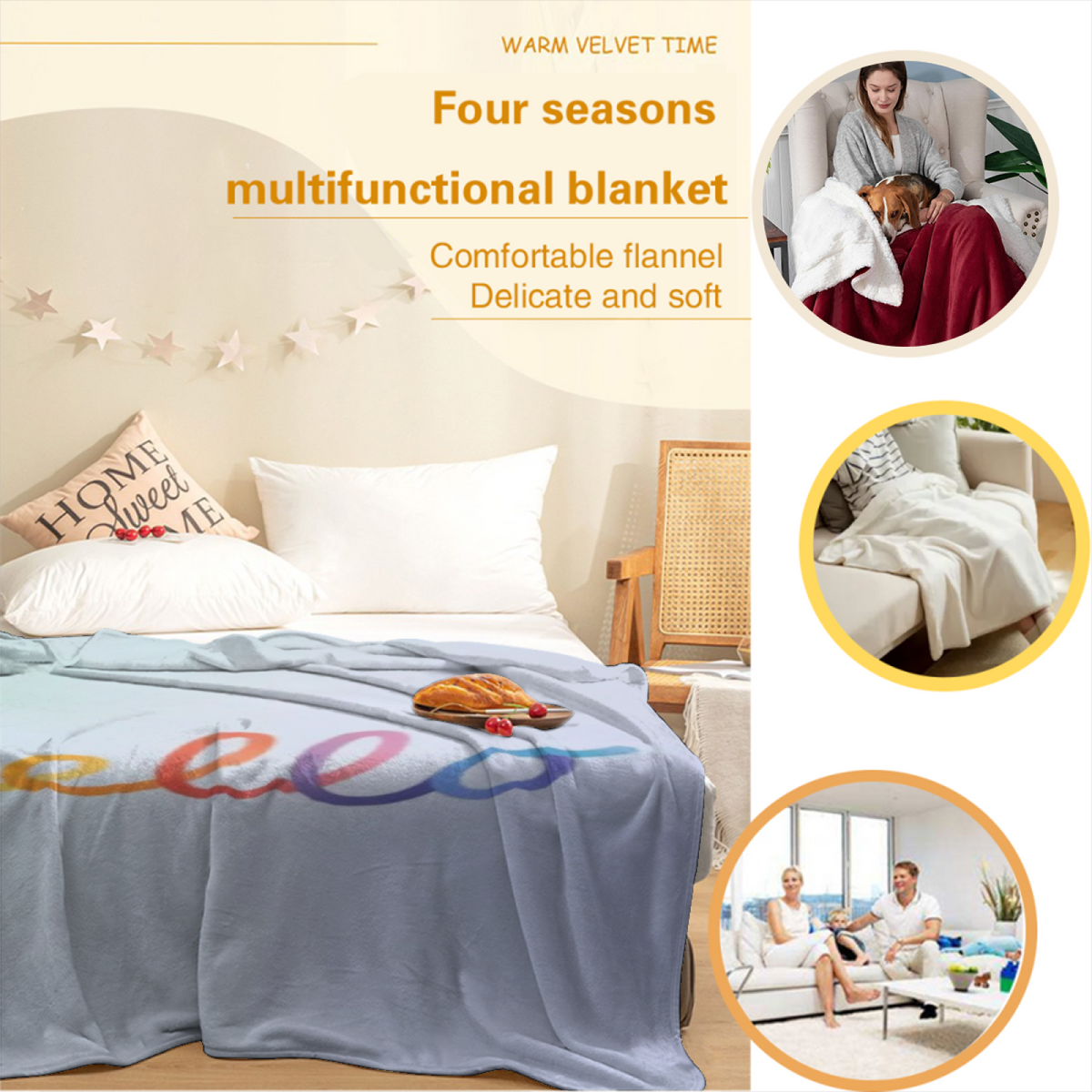 Gilded Atlas Pastel Multicolor Modern Art Flannel Throw Blanket