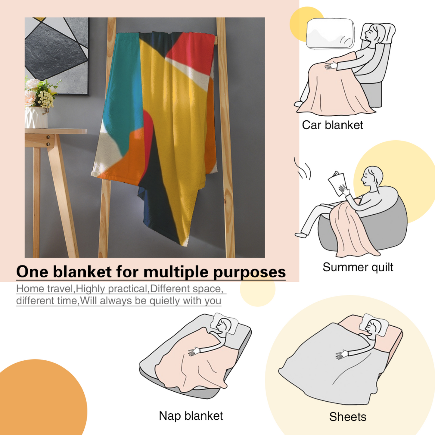 Colorful Geometric Cartoon Eyes Throw Blanket ¨C Playful Abstract Printed Cozy Blanket