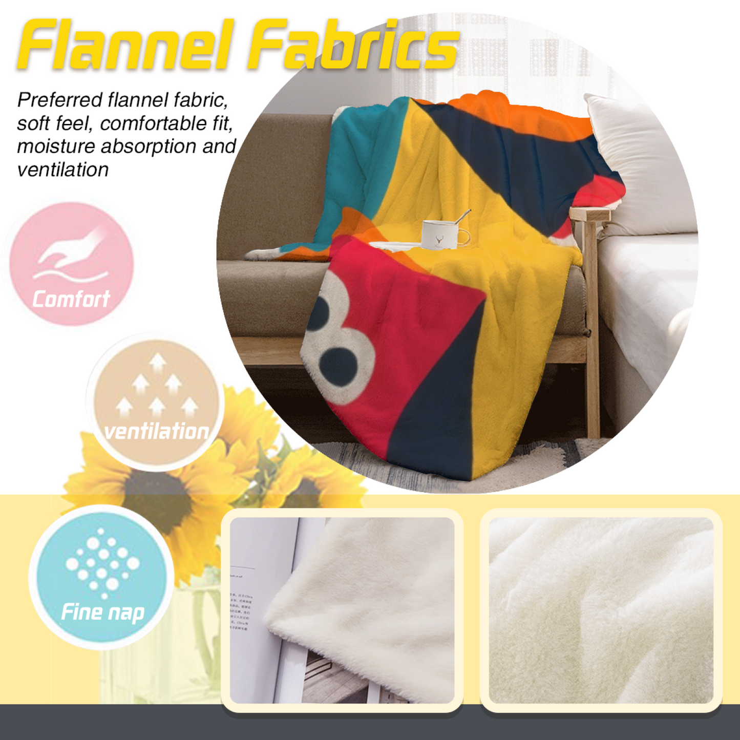 Colorful Geometric Cartoon Eyes Throw Blanket ¨C Playful Abstract Printed Cozy Blanket