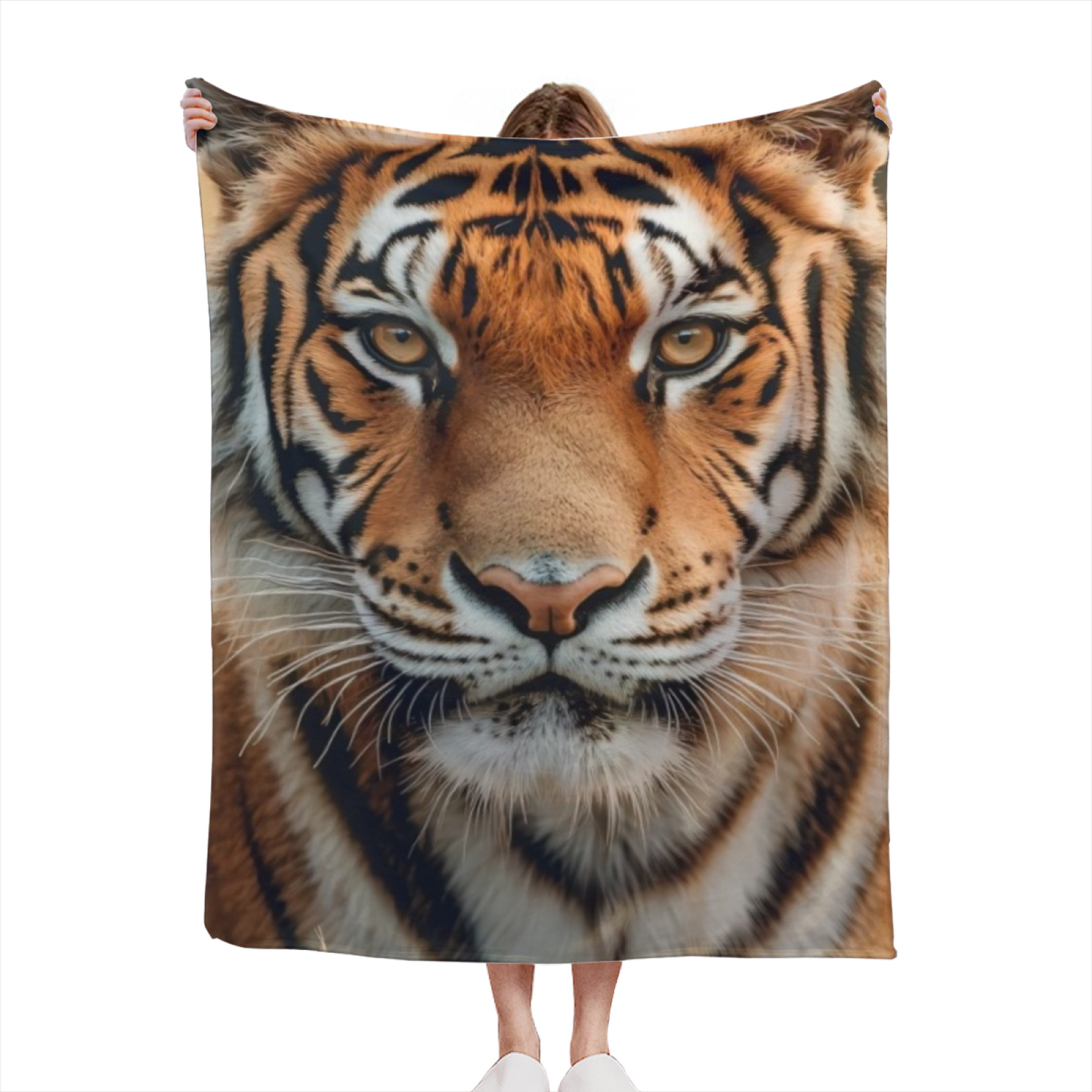 Tiger Face Flannel Throw Blanket ¨C Realistic Wild Animal Portrait