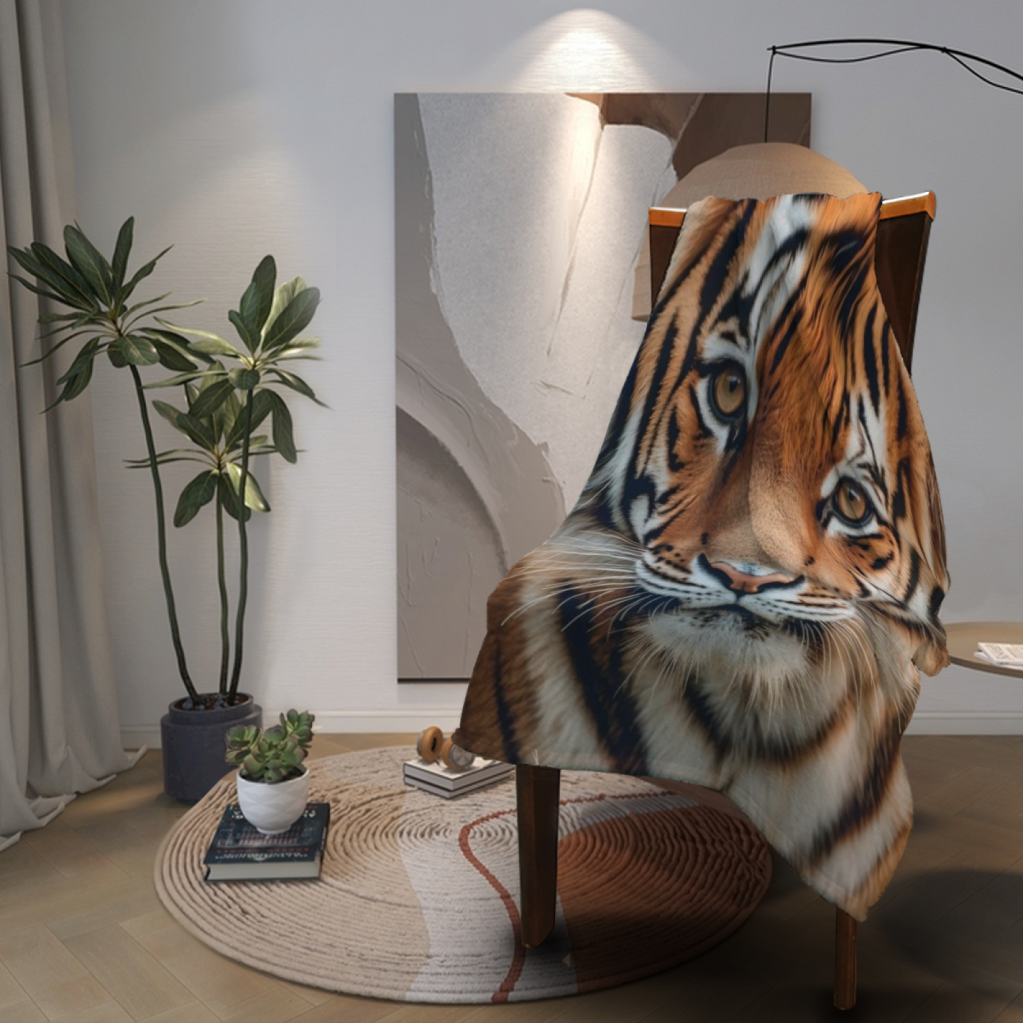 Tiger Face Flannel Throw Blanket ¨C Realistic Wild Animal Portrait