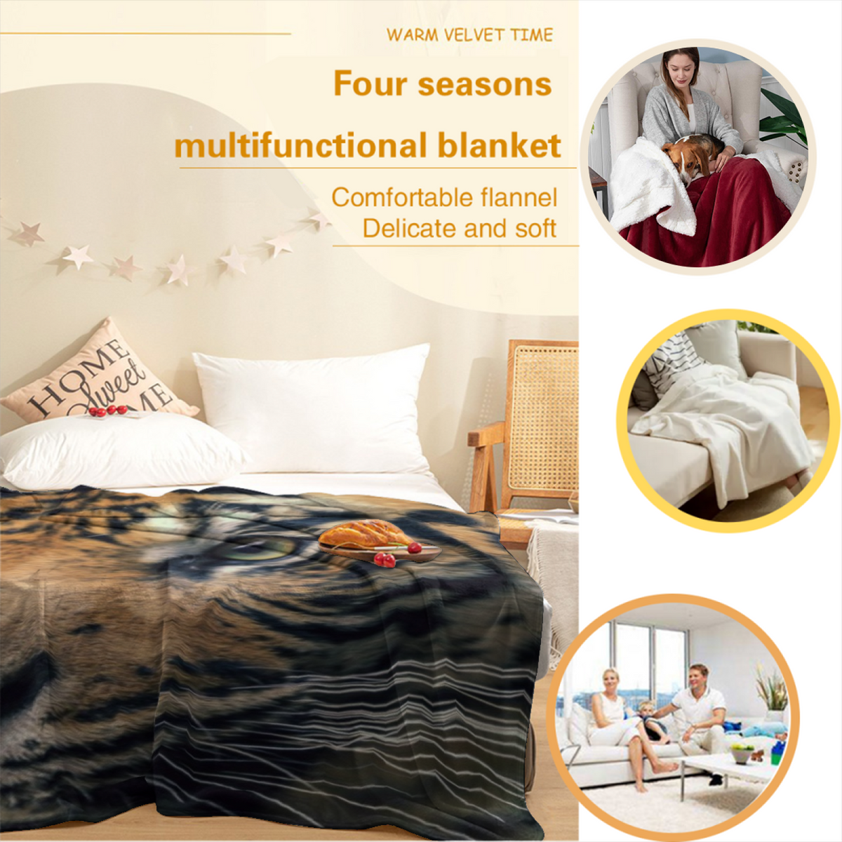 Decorative Flannel Blanket with Sunwashed Vista Cozy Cottage Artwork