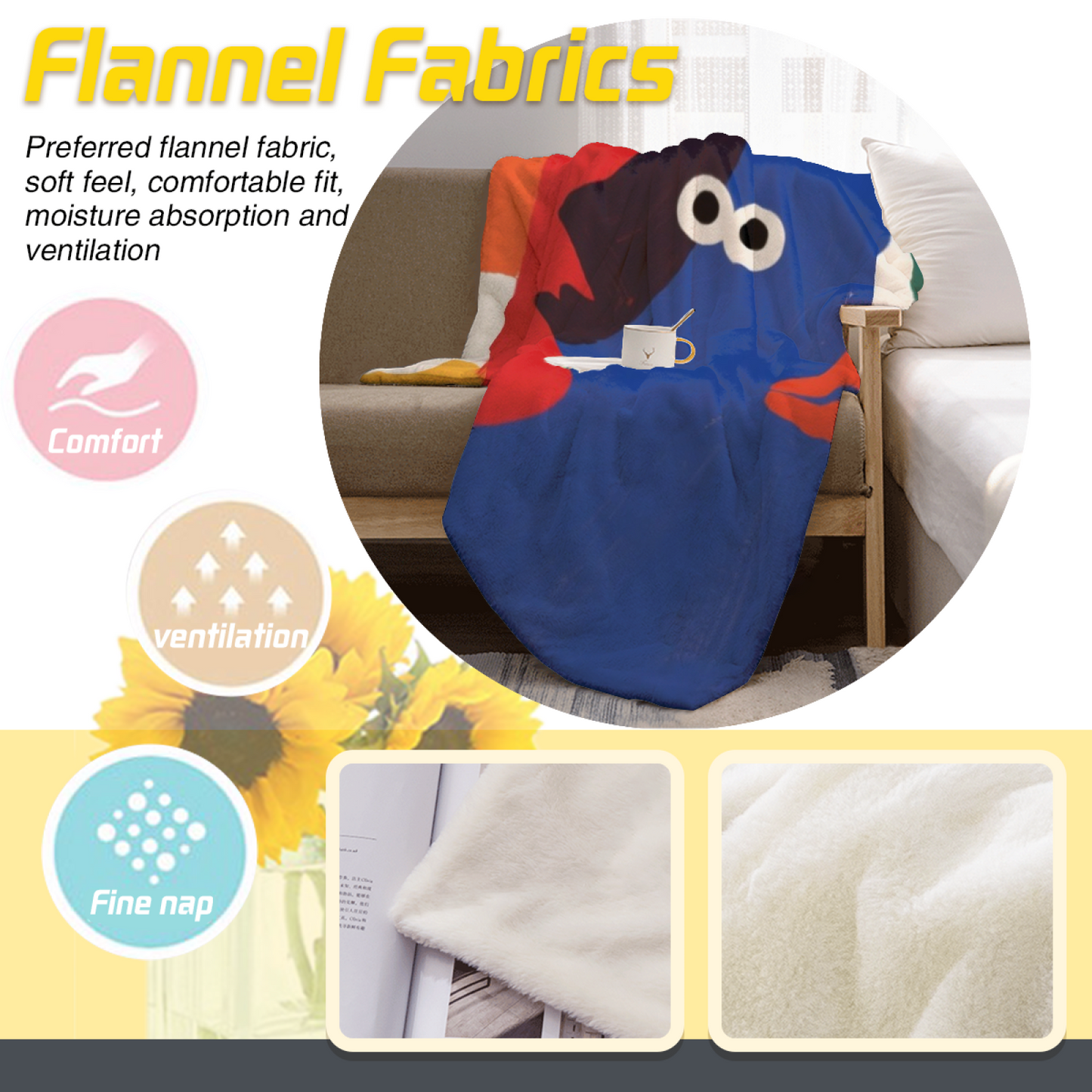 Minimal Colorful Character Flannel Throw Blanket ¨C Modern Abstract Cartoon Design