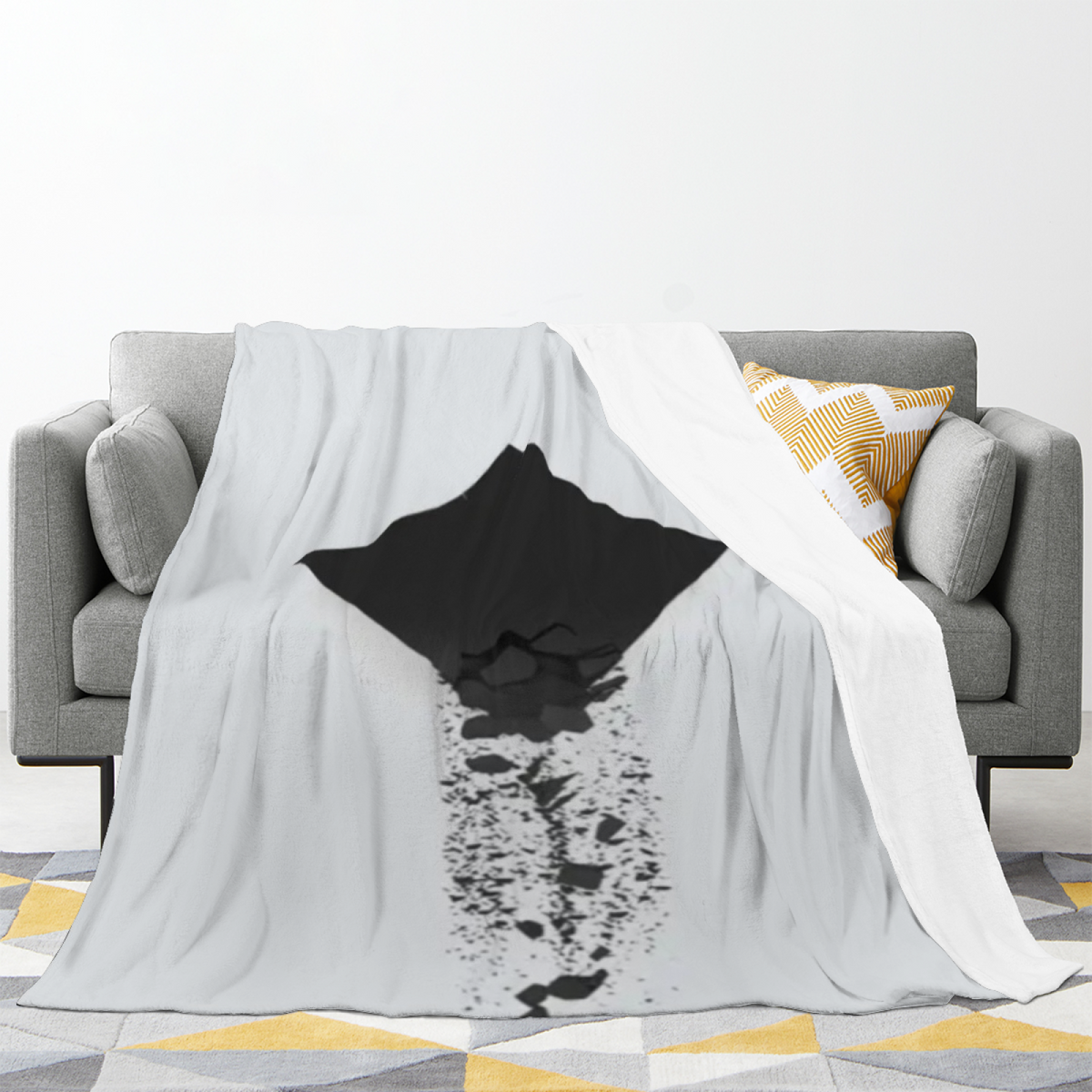 Gilded Fern Expressive Print Flannel Sofa Throw in Dusty Lilac