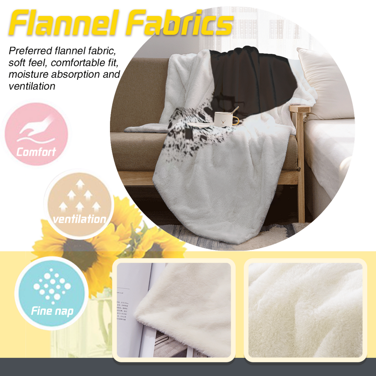 Gilded Fern Expressive Print Flannel Sofa Throw in Dusty Lilac