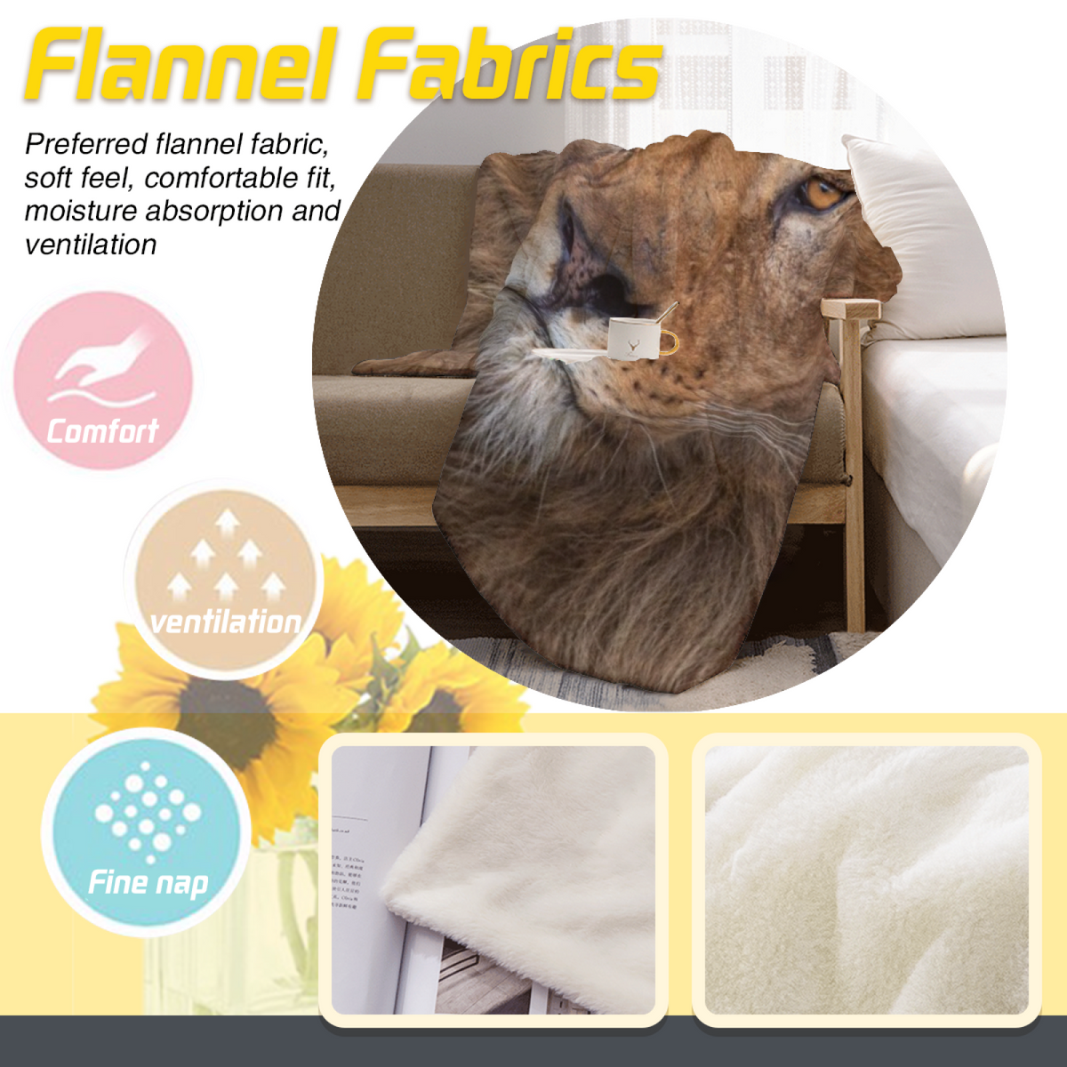 Fern Garden Earthy Multicolor Art Cozy Flannel Bed Blanket