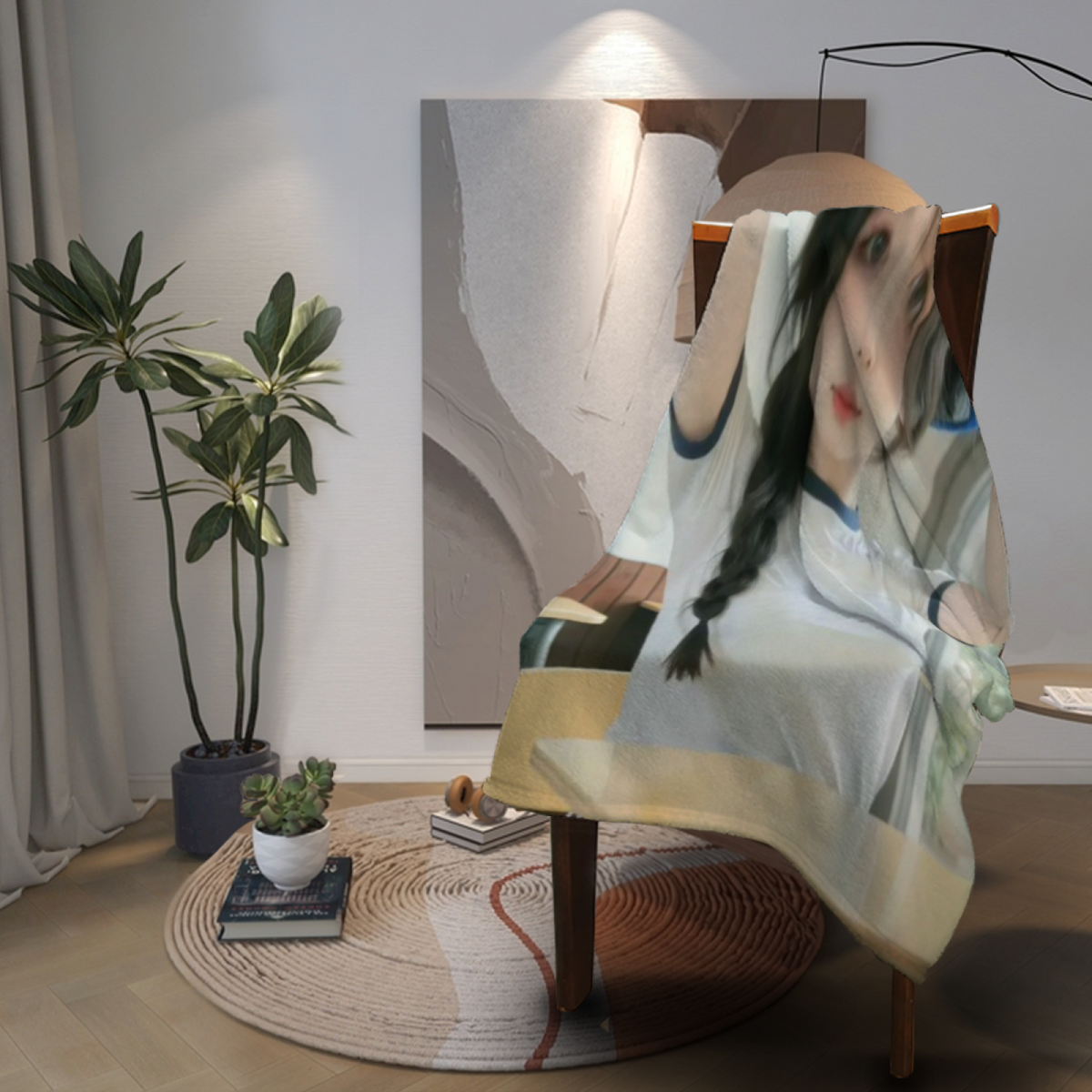 Serene Prism Inspired Flannel Sofa Throw ¨C Earthy Neutral Palette
