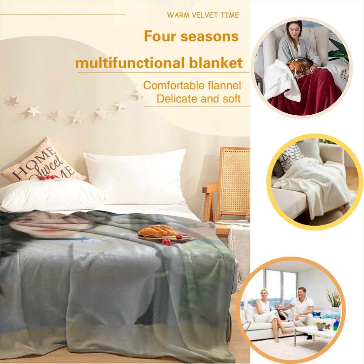 Serene Prism Inspired Flannel Sofa Throw ¨C Earthy Neutral Palette