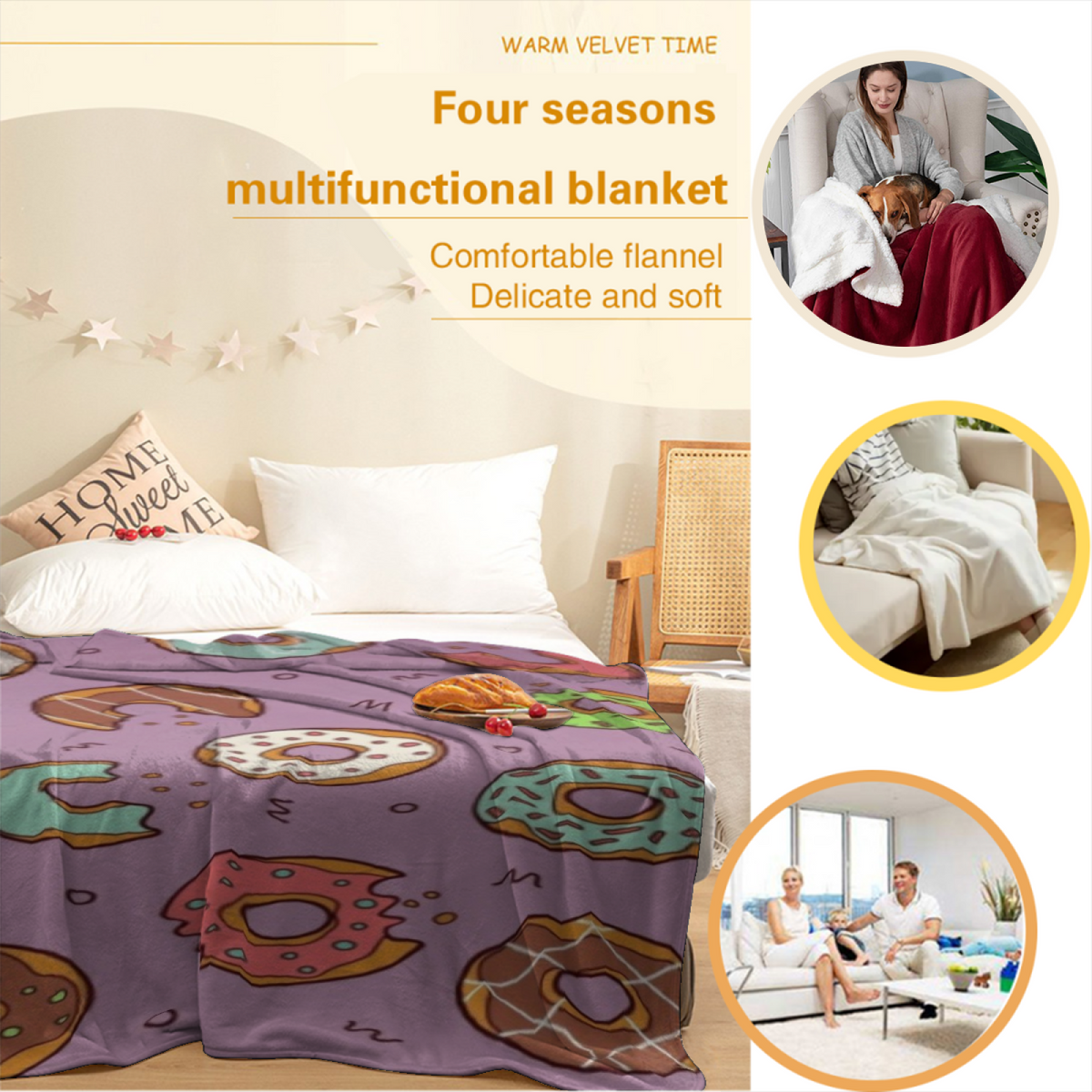 Moonlit Drift Soft Neutral Art Flannel Throw Blanket