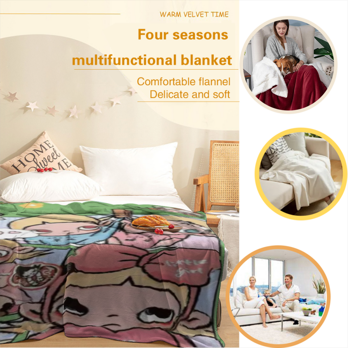 Soft Minimalist All-Season Flannel Blanket ¨C Oceanic Mirage Collection