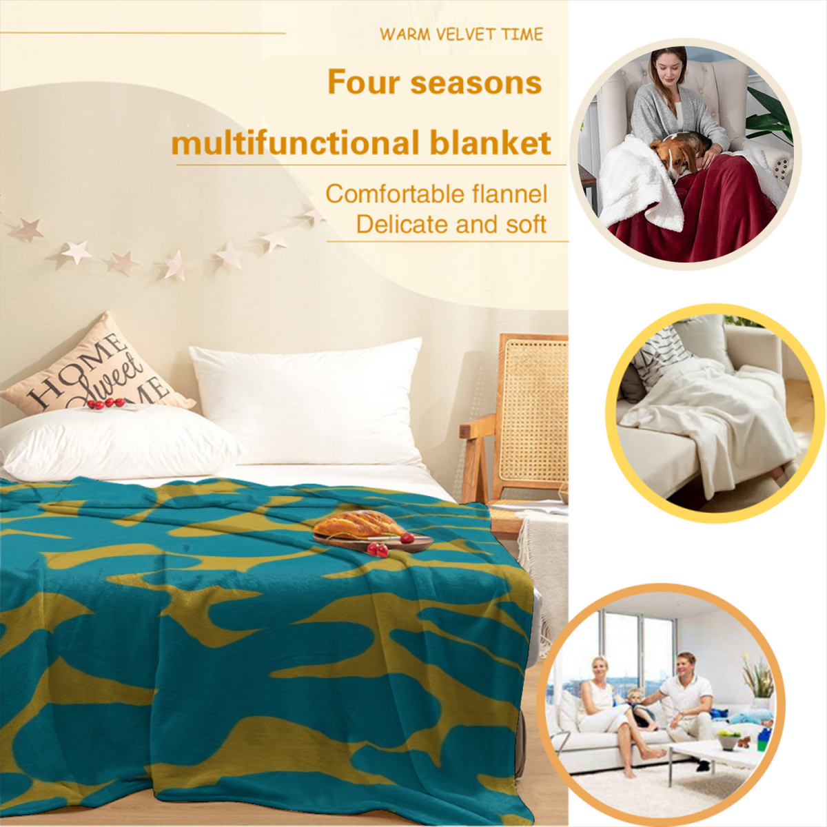 Copper Sonnet Home Accent Soft Flannel Blanket ¨C Warm Coral