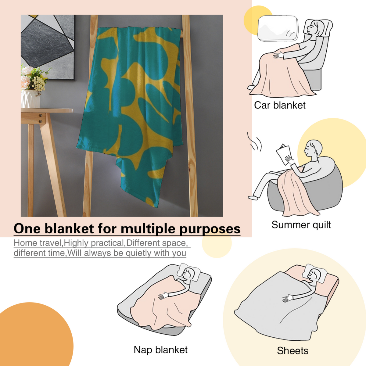 Copper Sonnet Home Accent Soft Flannel Blanket ¨C Warm Coral