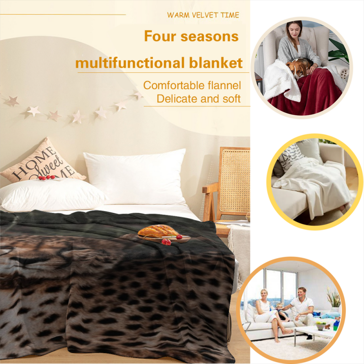 Luminous & Prism Playful Graphic Plush Flannel Throw