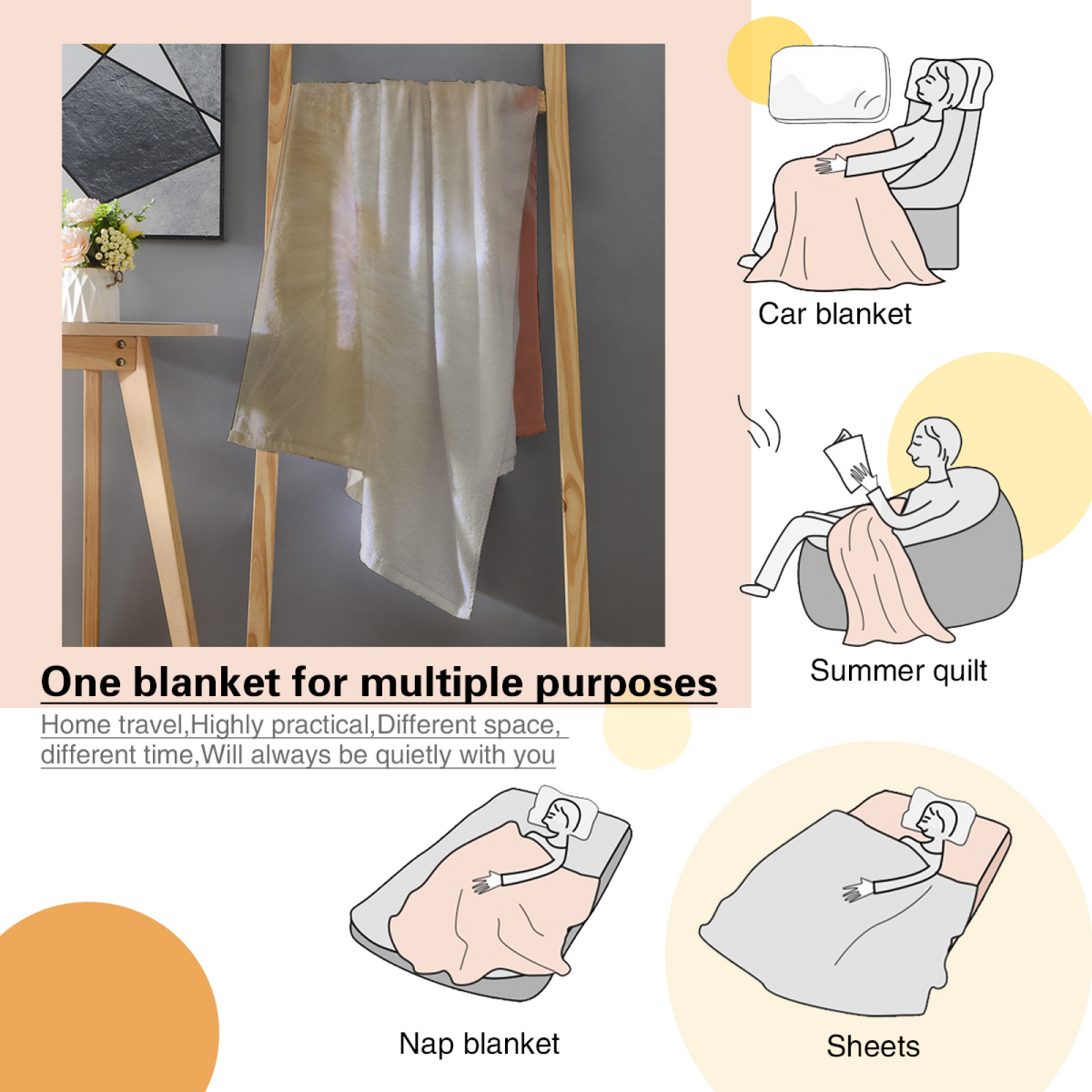 Solstice Vista Soft Neutral Art Cozy Flannel Bed Blanket