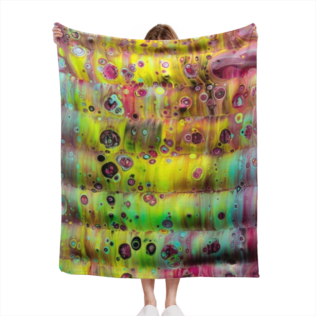 Zephyr Drift Earthy Multicolor Art Cozy Flannel Bed Blanket