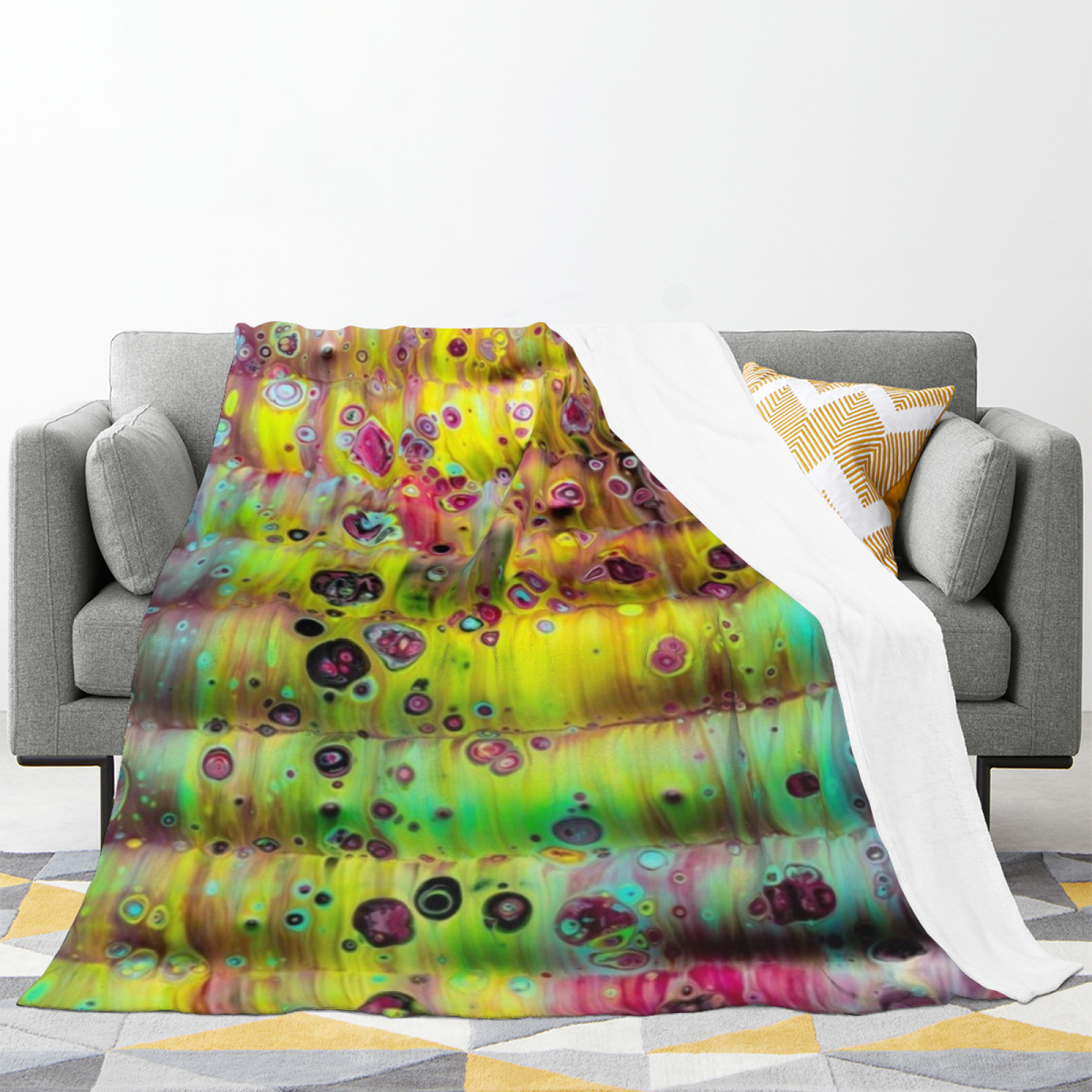 Zephyr Drift Earthy Multicolor Art Cozy Flannel Bed Blanket