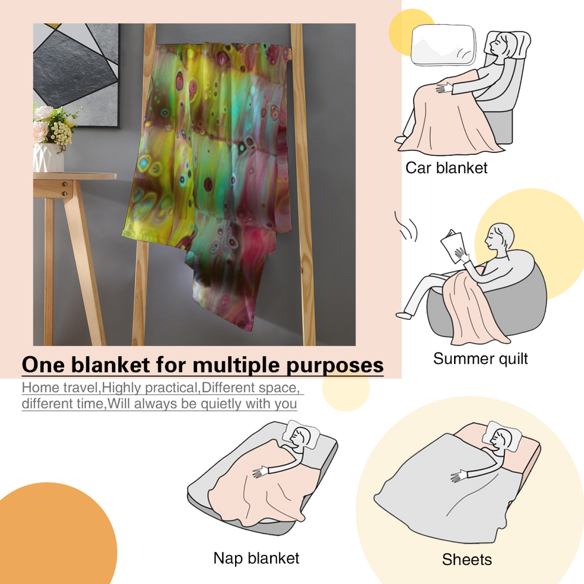 Zephyr Drift Earthy Multicolor Art Cozy Flannel Bed Blanket