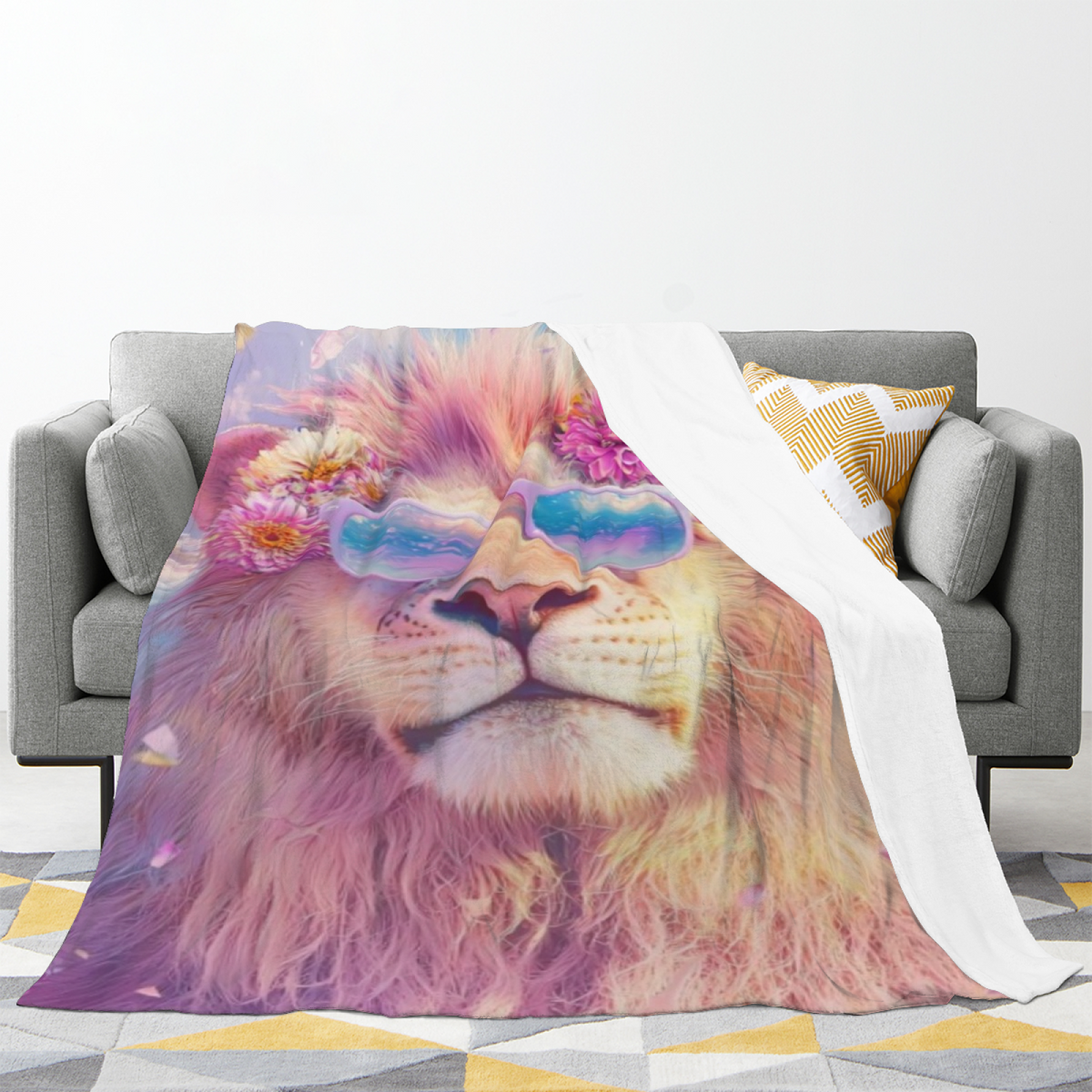 Desert Sanctuary Pastel Multicolor Modern Art Flannel Throw Blanket
