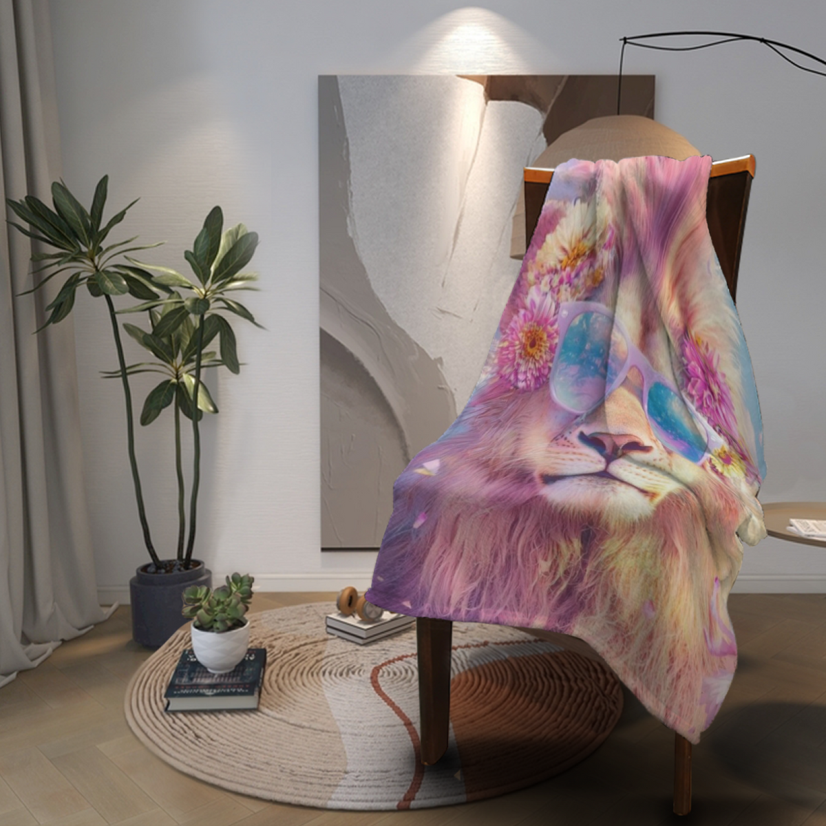 Desert Sanctuary Pastel Multicolor Modern Art Flannel Throw Blanket