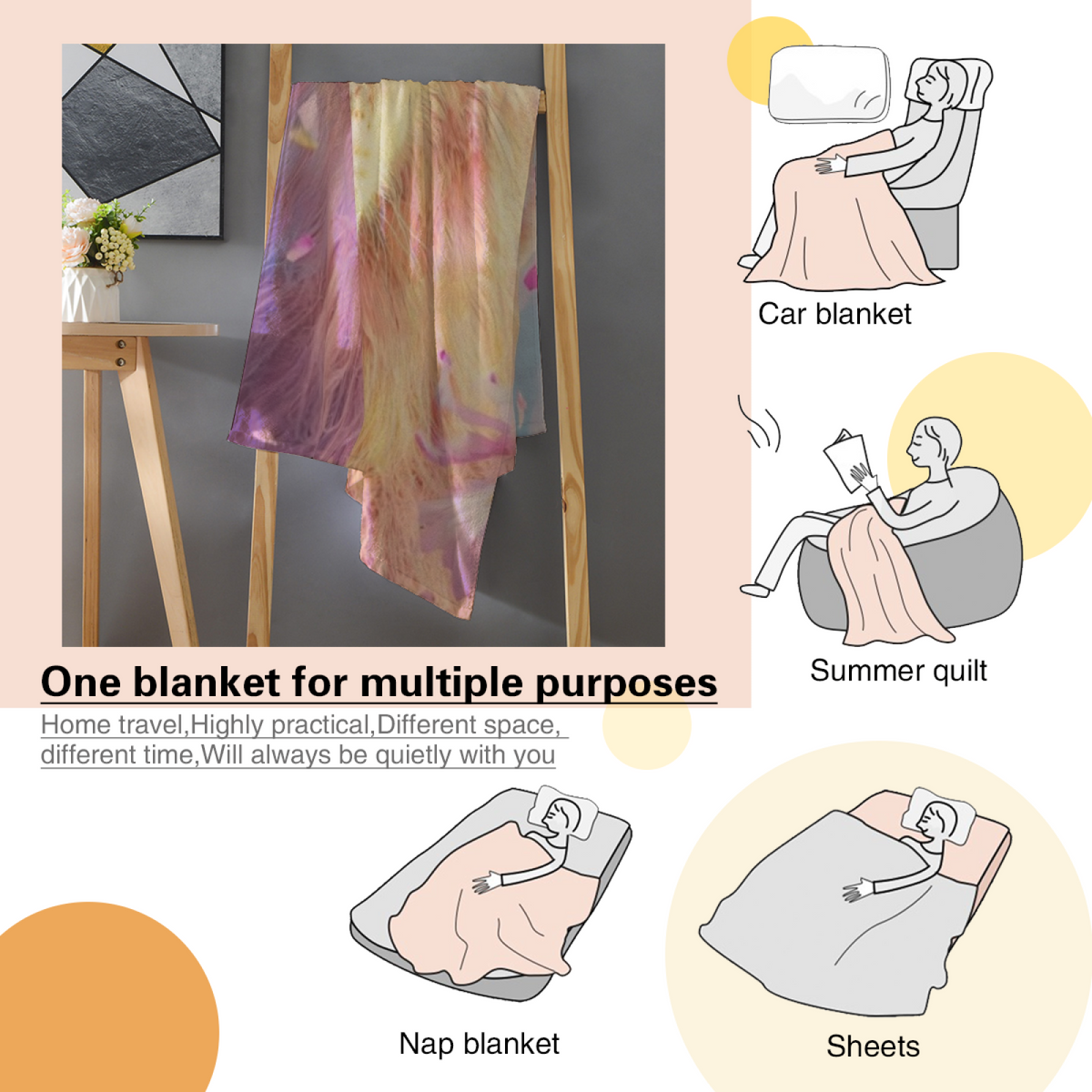 Desert Sanctuary Pastel Multicolor Modern Art Flannel Throw Blanket