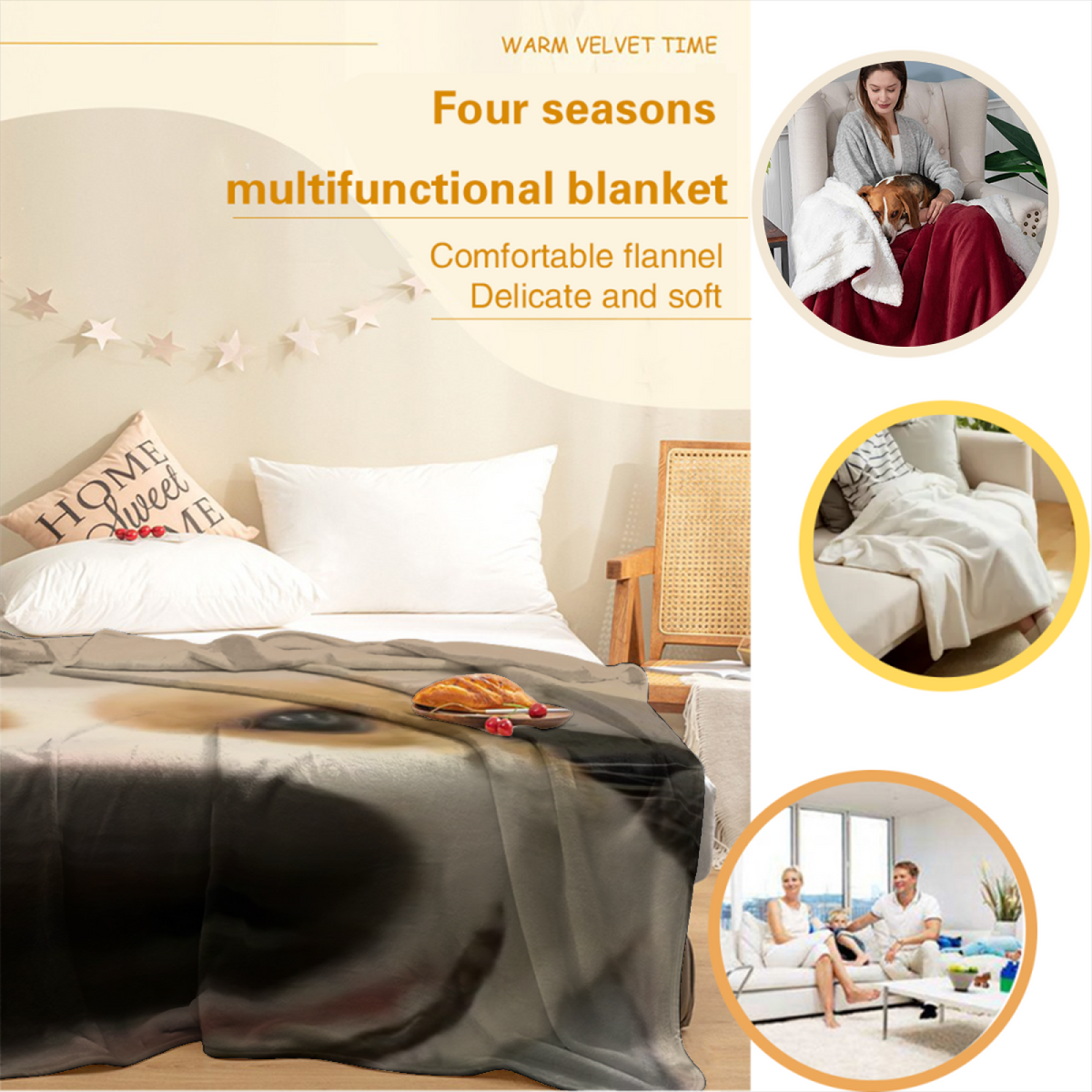 Pastel Multicolor Whimsical Decor All-Season Flannel Blanket ¨C Enchanted Lantern Edition