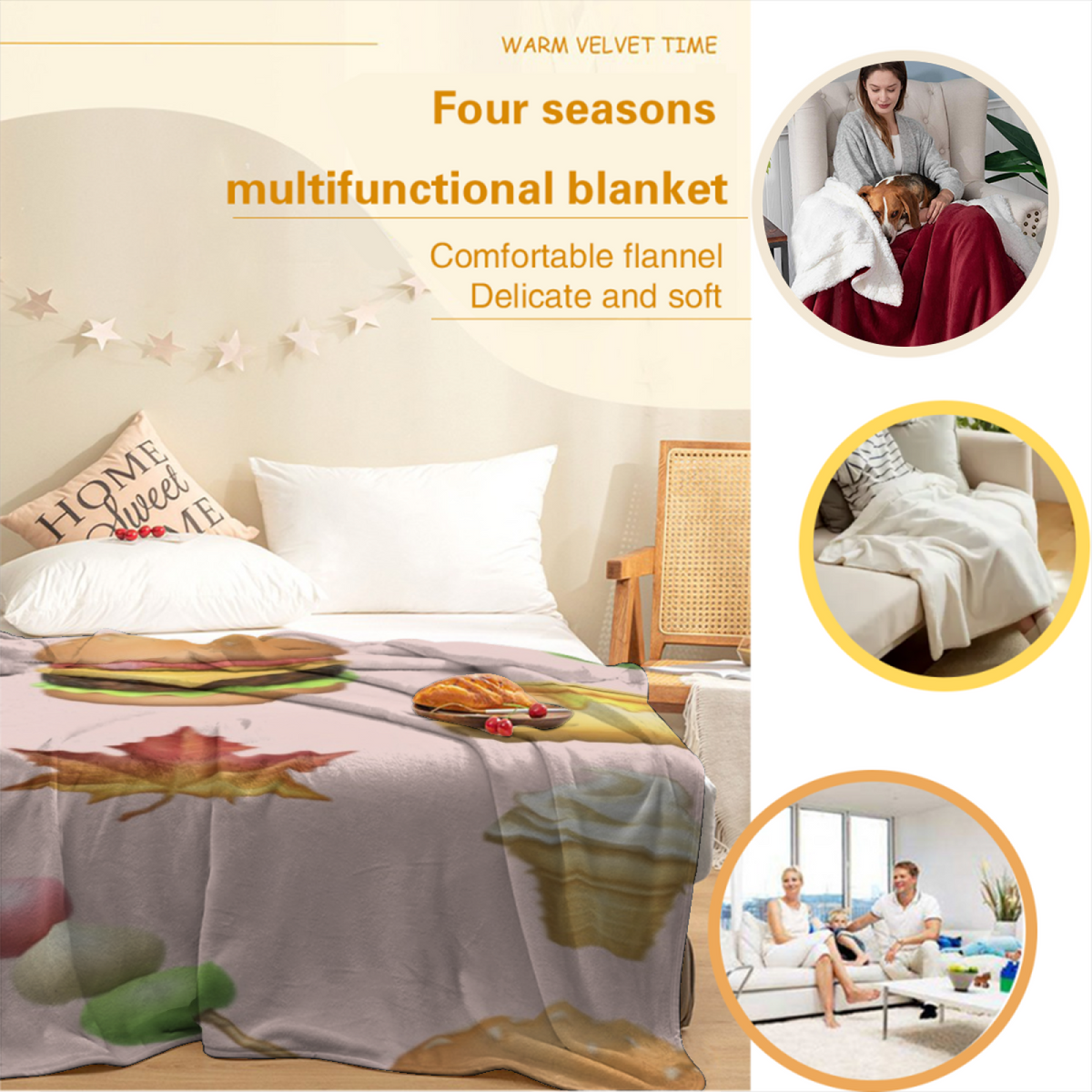 Maple Brunch Picnic All-Season Flannel Blanket