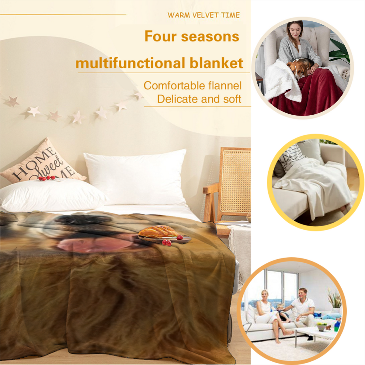Blush Serenade Soft Neutral Bohemian Soft Flannel Blanket