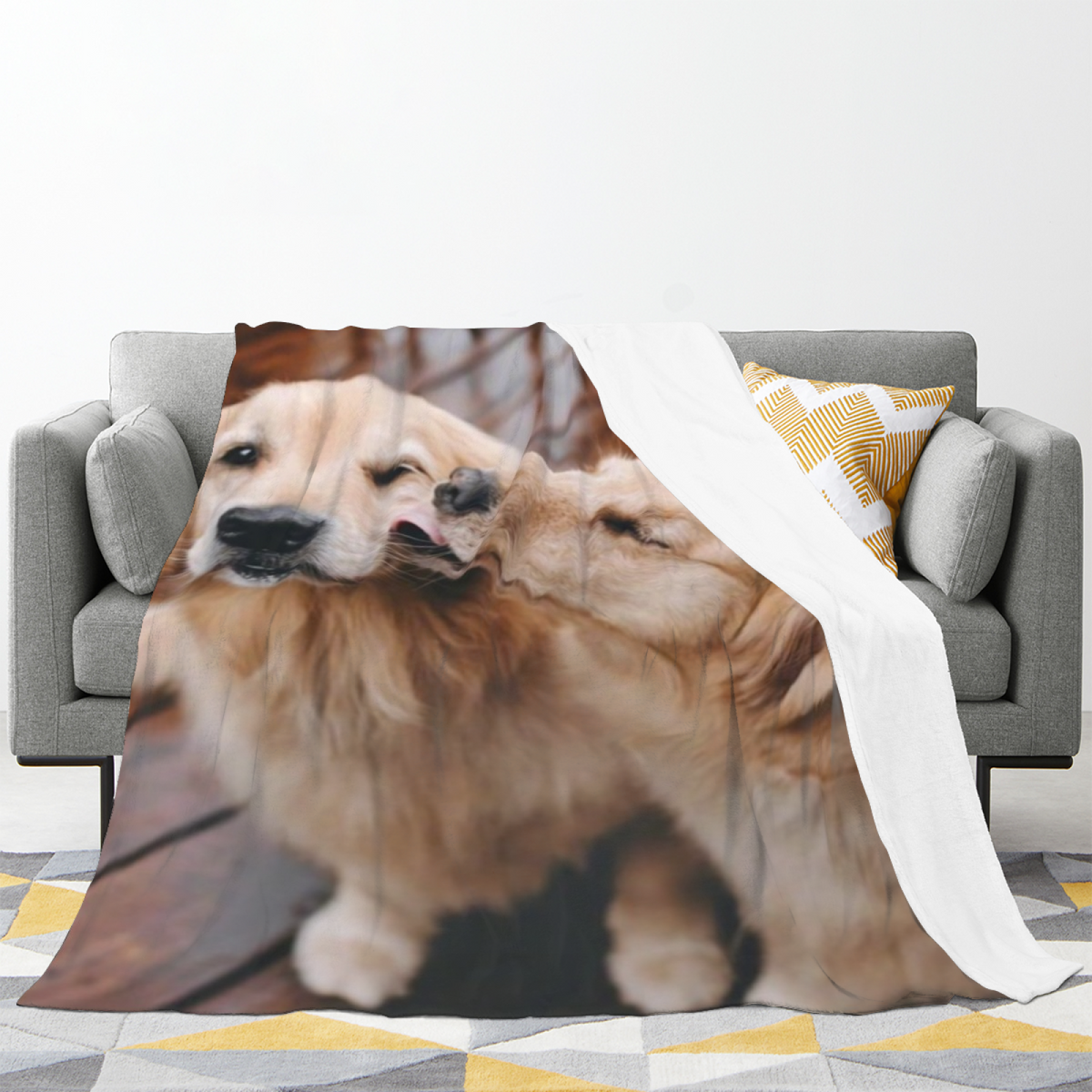 Coral Story Soft Neutral Playful Flannel Throw Blanket