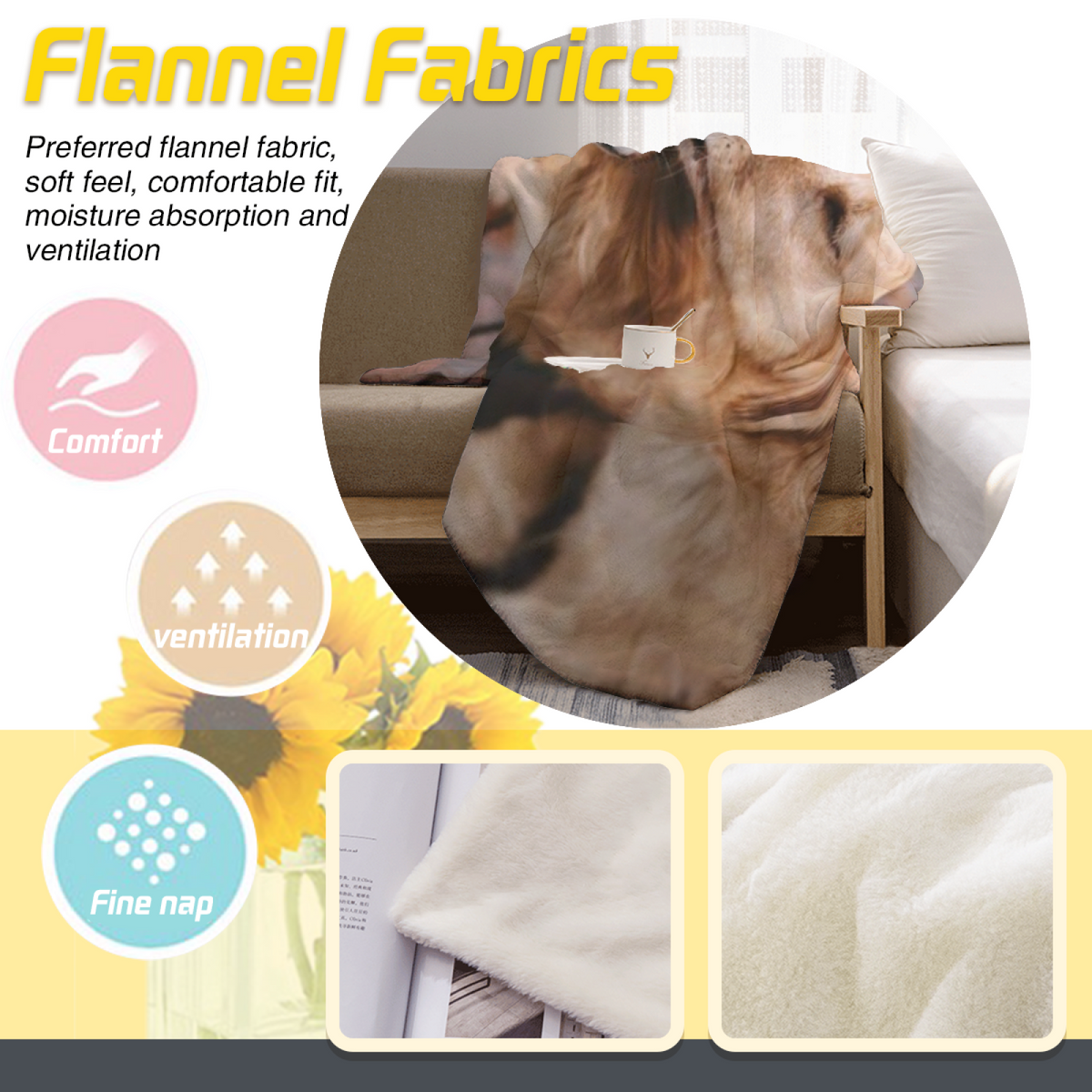 Coral Story Soft Neutral Playful Flannel Throw Blanket