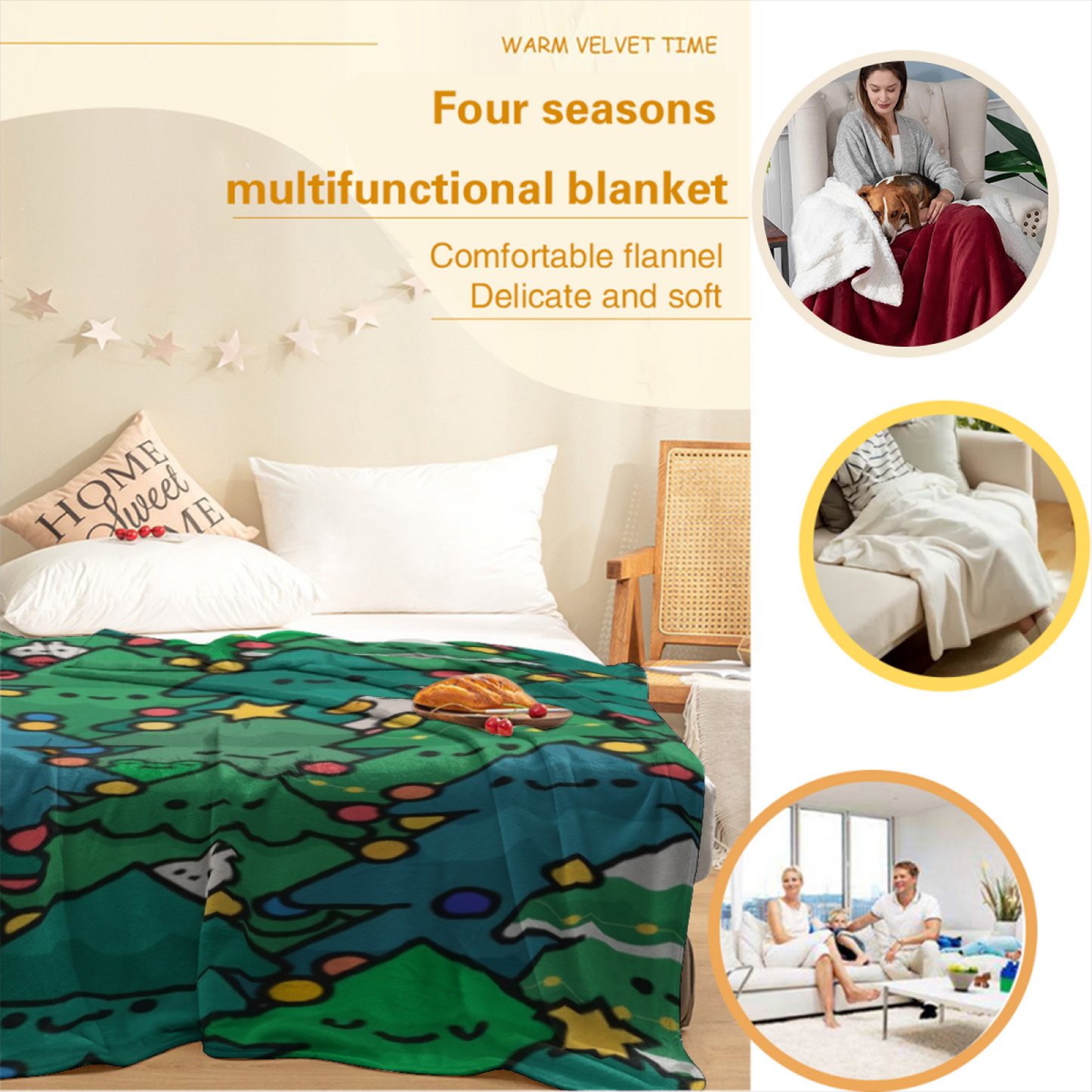 Colorful Artistic Pattern Throw Blanket ¨C Modern Cozy Home Decor Blanket