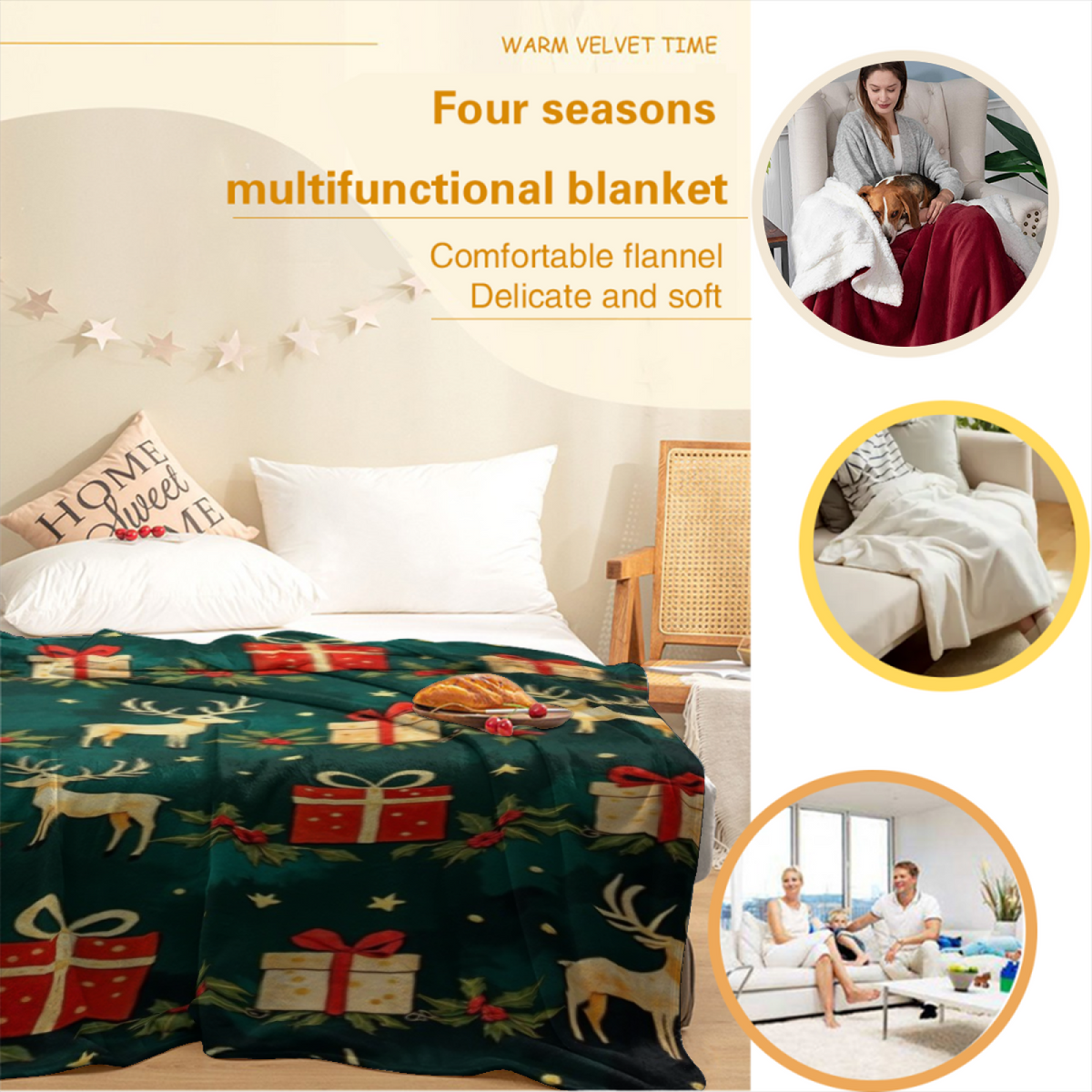 Aurora Daydream Inspired Flannel Sofa Throw ¨C Soft Neutral Palette