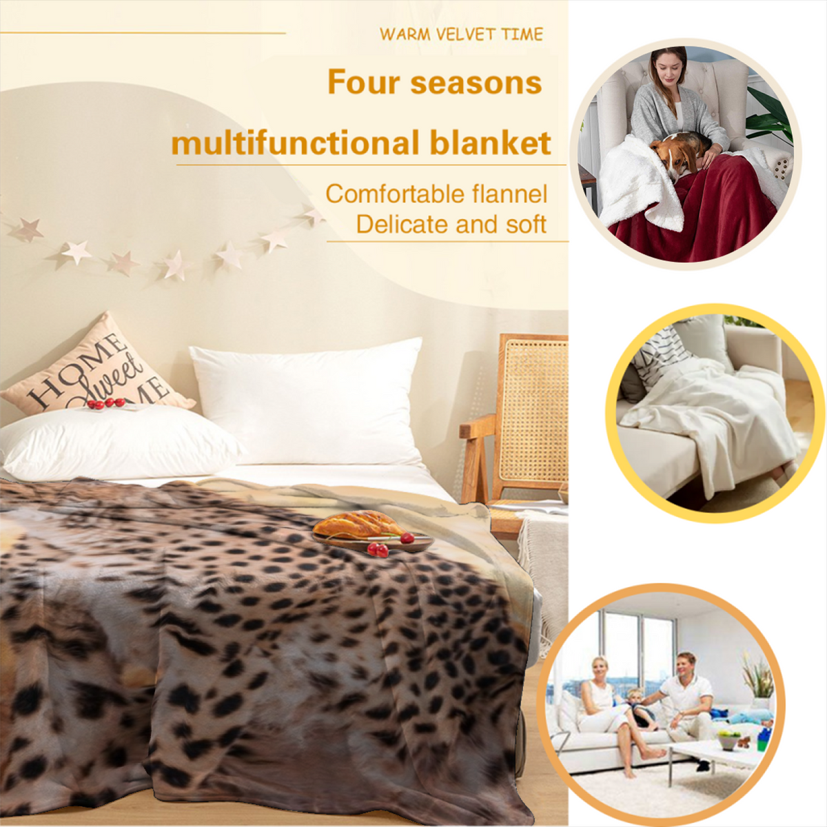 Soft Minimalist Plush Flannel Throw ¨C Cinnamon Wonder Collection