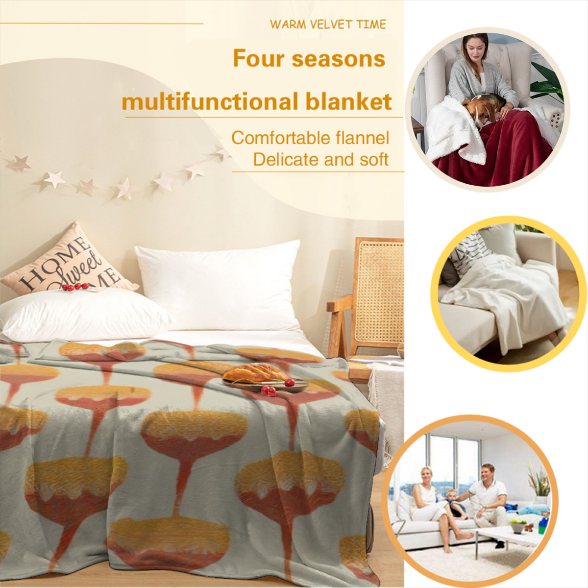 Festival Breeze Home Accent Soft Flannel Blanket ¨C Warm Coral