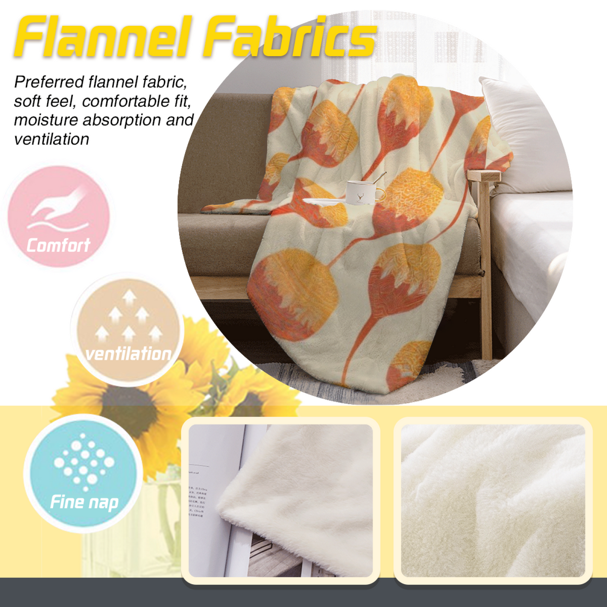 Festival Breeze Home Accent Soft Flannel Blanket ¨C Warm Coral