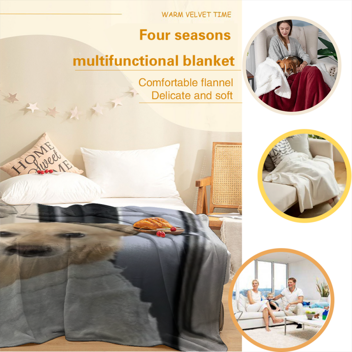 Pastel Multicolor Whimsical Decor Plush Flannel Throw ¨C Mossy Wonder Edition