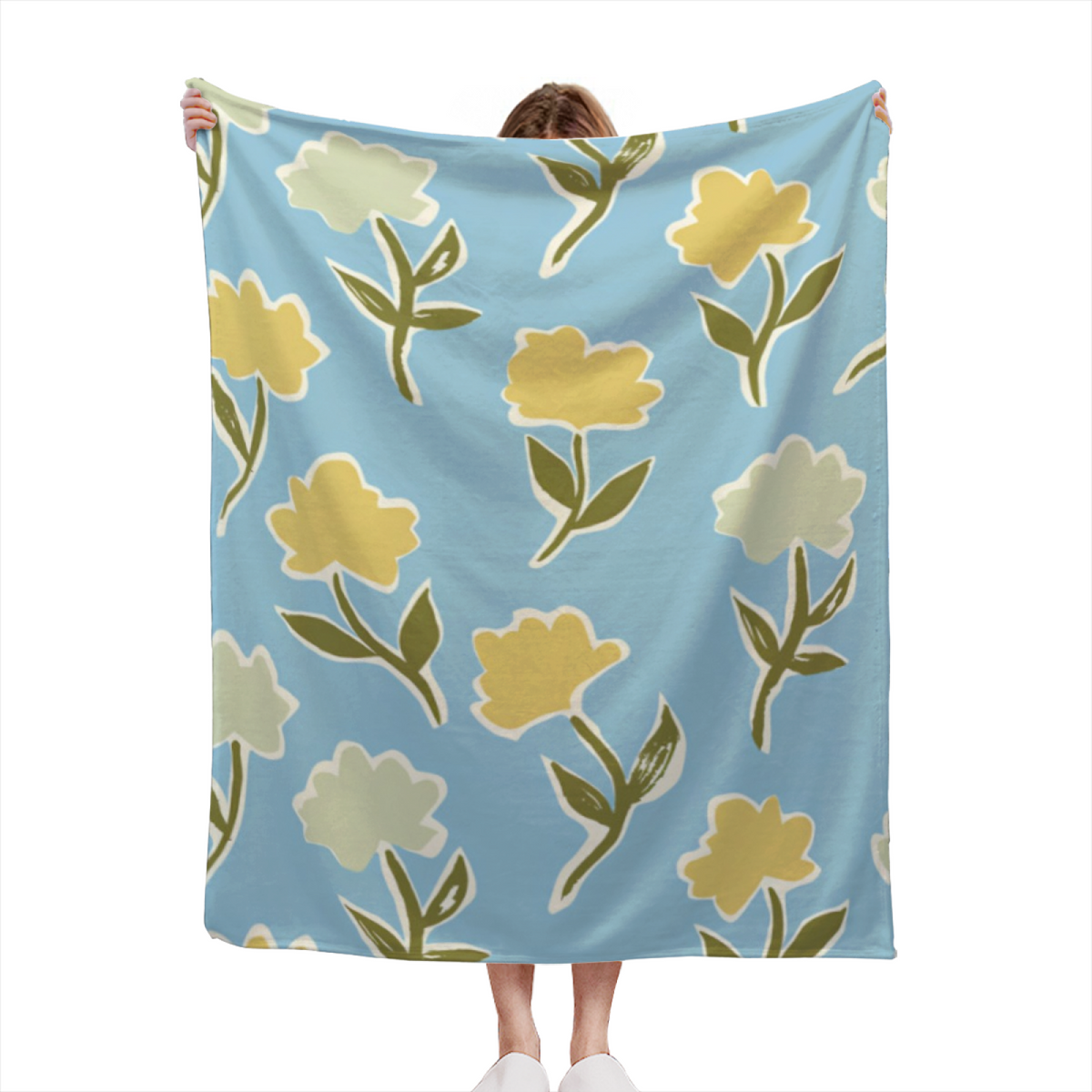 Rust Curved Color Block Plush Flannel Throw
