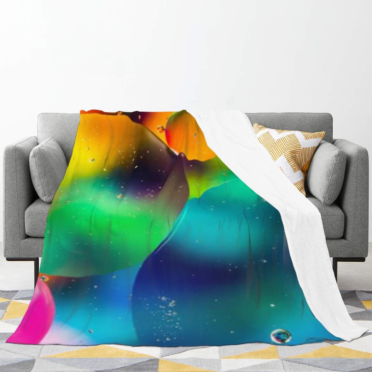 Frosted Prism Expressive Print Flannel Sofa Throw in Dusty Lilac