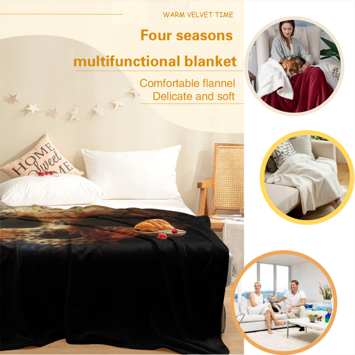 Riverstone Fable Pastel Multicolor Modern Art Decorative Flannel Blanket