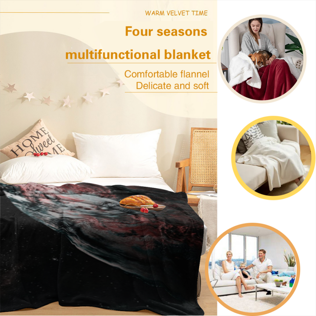 Breezy Breeze Soft Neutral Art Decorative Flannel Blanket